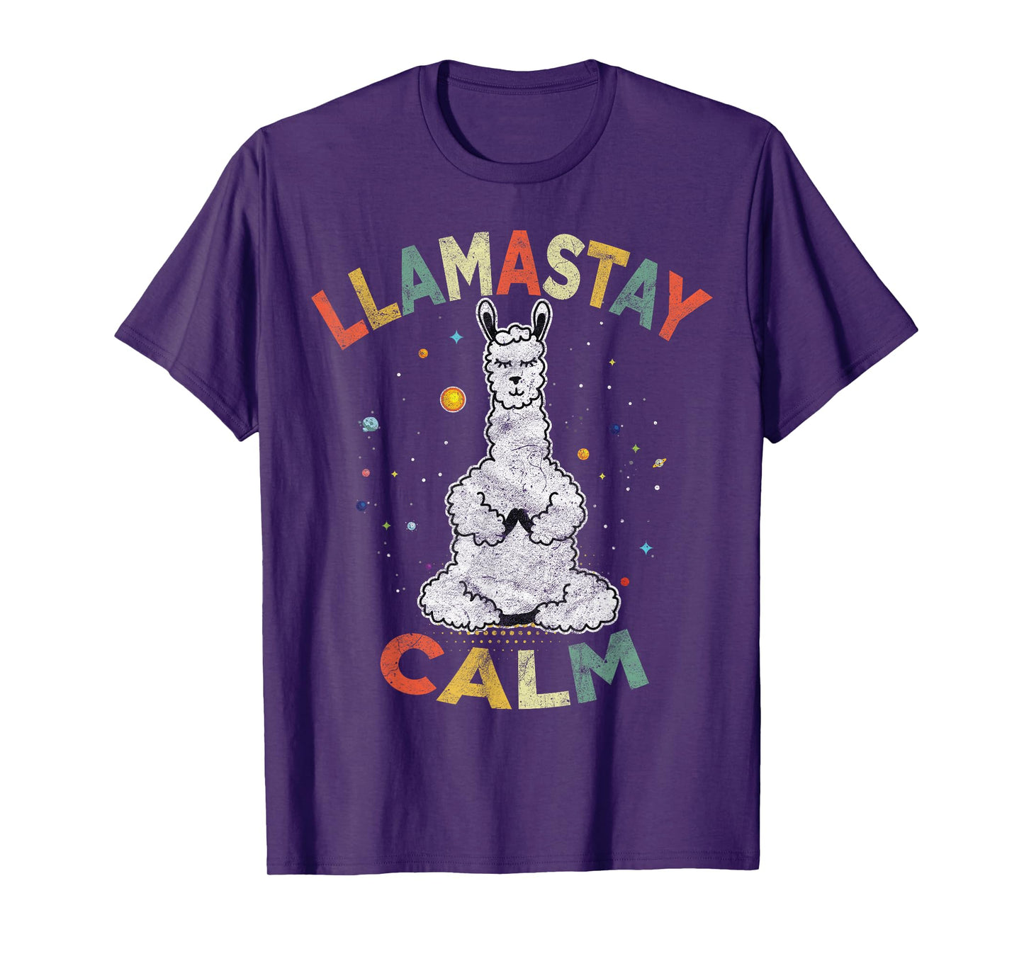 Cute Yoga Llama Stay Calm Alpaca Retro Vintage TShirts Tee