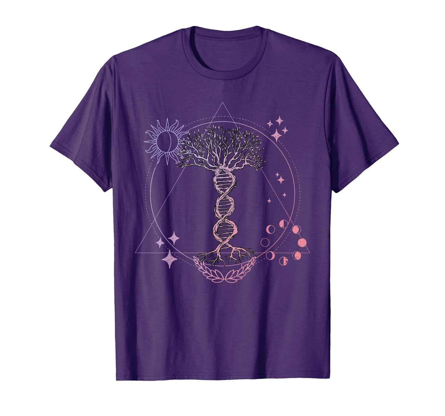 Triangle Phases Moon and Tree Life DNA - Esoteric Geometry T-Shirt