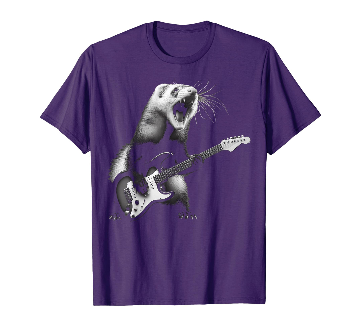 Ferret Playing Guitar Rock and Roll Rock Star Men Women Kids T-Shirt