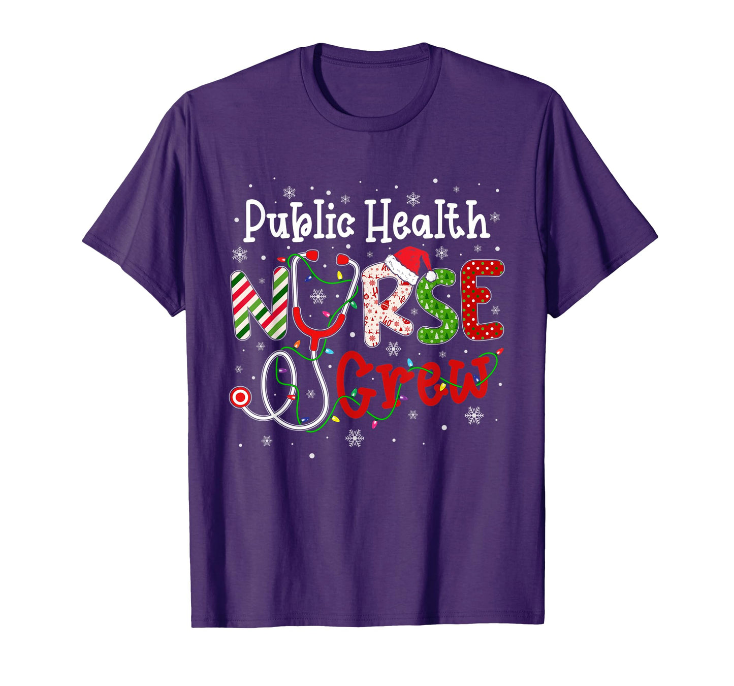 Public Health Christmas Nurse Crew Nursing Christmas Pattern T-Shirt