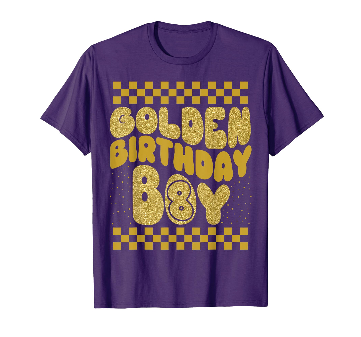 Golden 8th Birthday Boys Toddlers Birthday Party Decoration T-Shirt