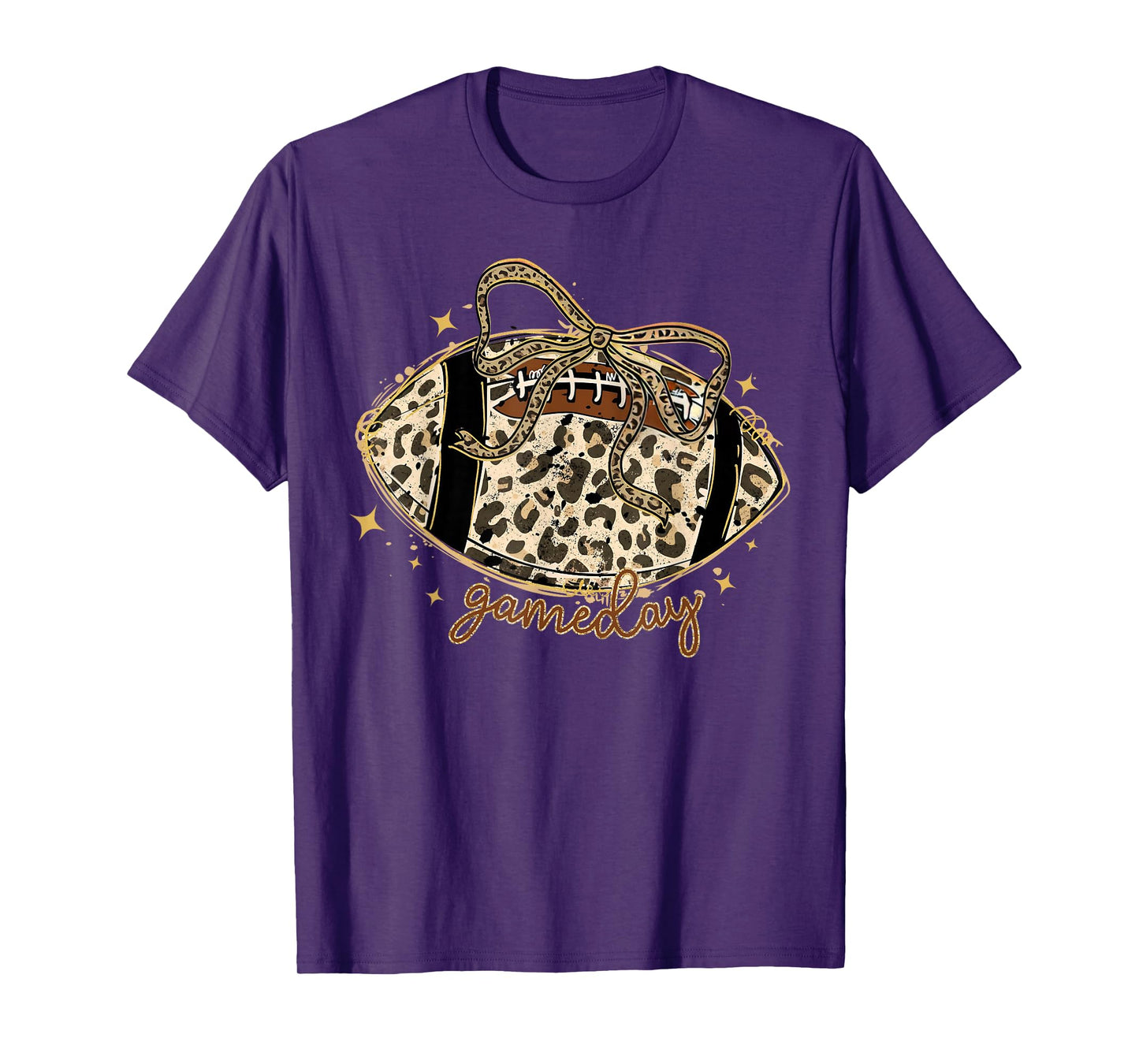 Touchdown Coquette Bow Leopard American Football Game Day T-Shirt