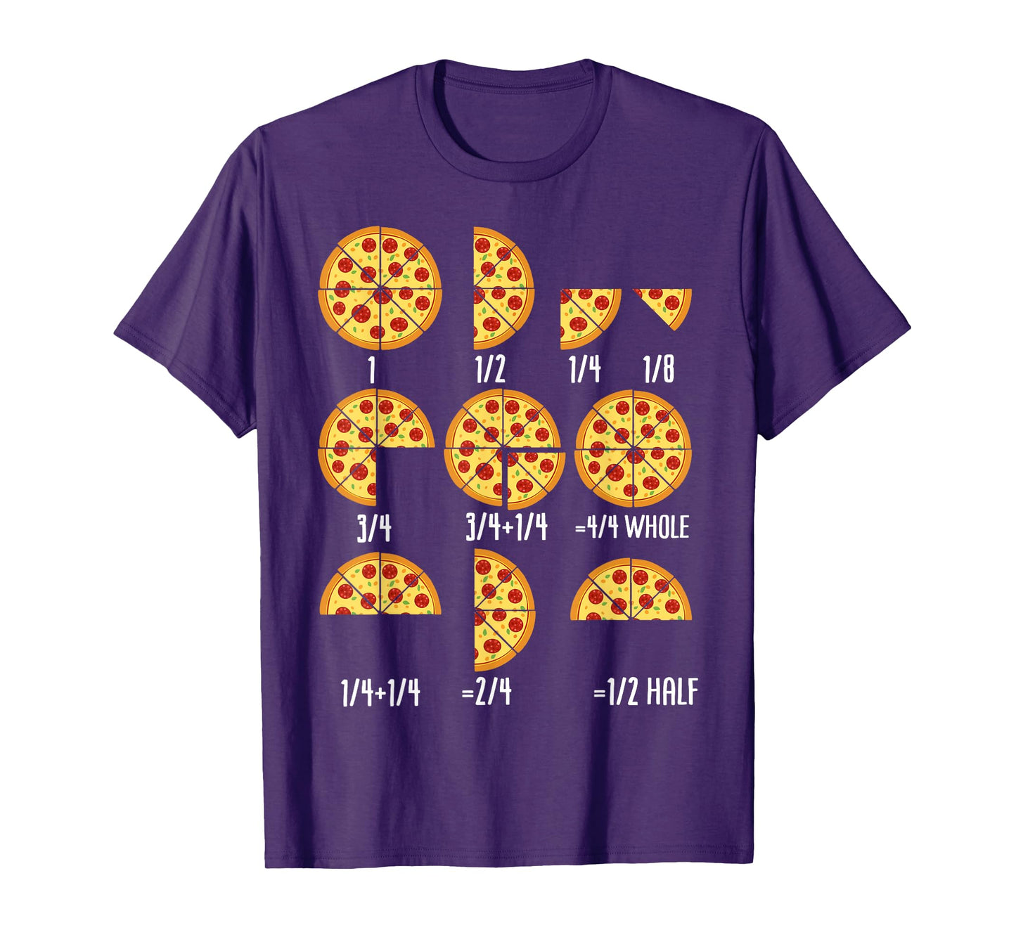 Pizza Slice Fraction Math Teacher Back To School Educational T-Shirt