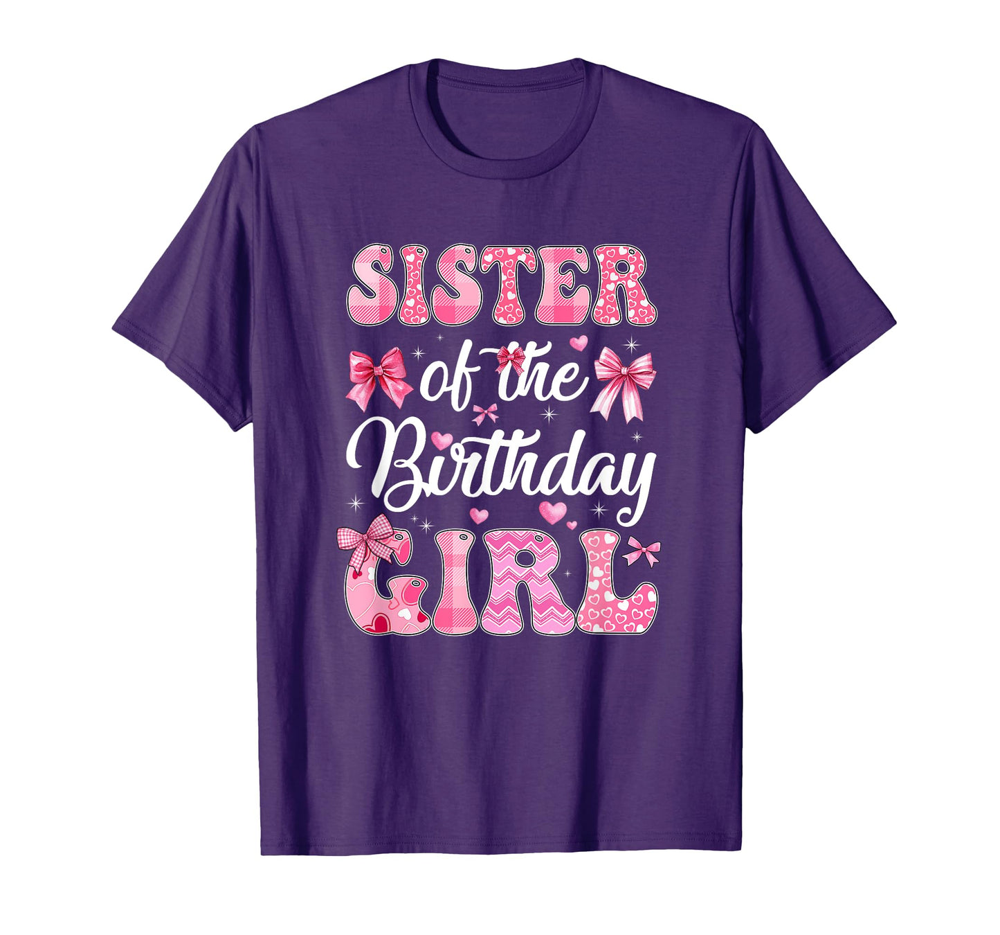 Sister Of The Birthday Girl Family Pink Coquette Bow T-Shirt