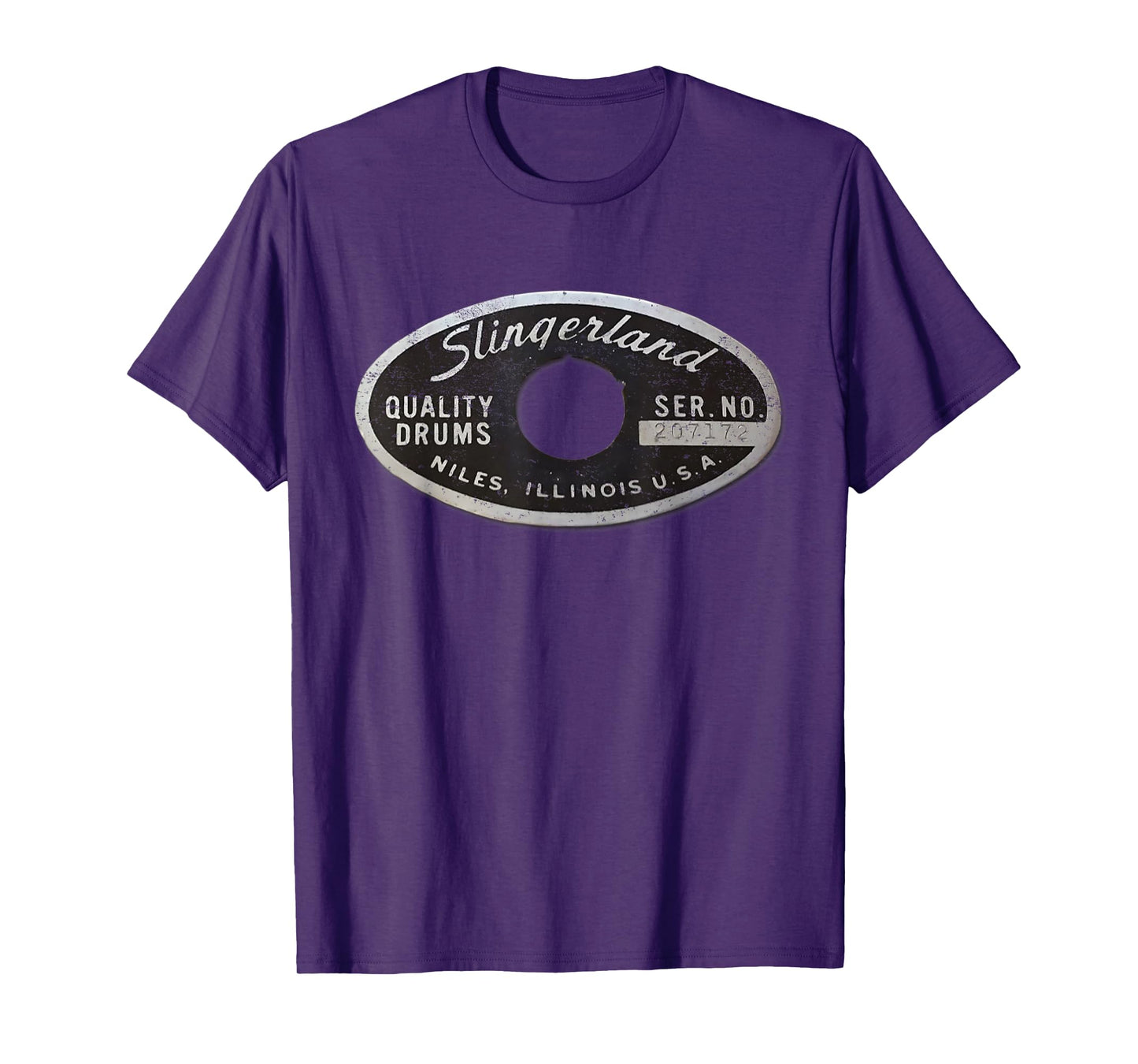 Music Slingerland Drums Guitar USA Drummer Tee - Unisex Adults - Black - Small - Short Sleeve - T-Shirt - Vintage Classic - Polyester 100%