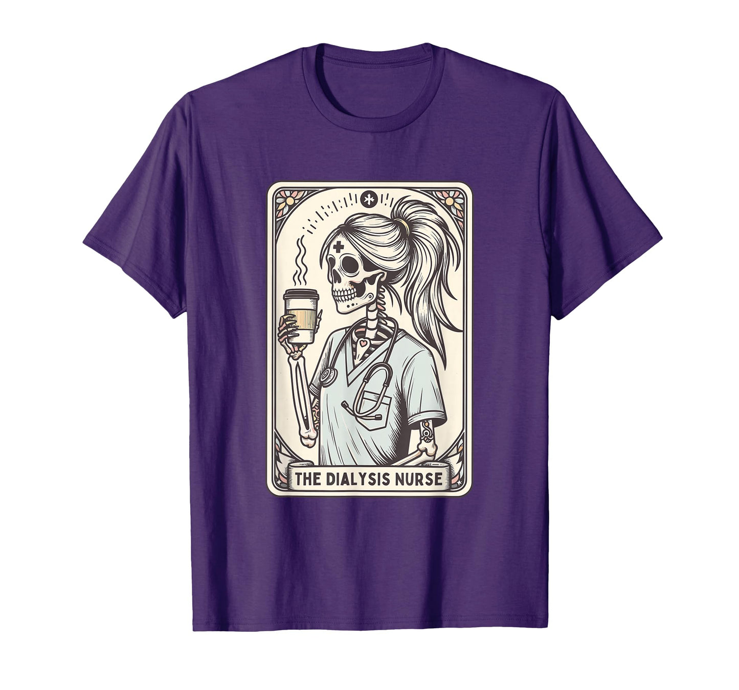 The Dialysis Nurse Halloween Skeleton Nurse Tarot Card Women T-Shirt