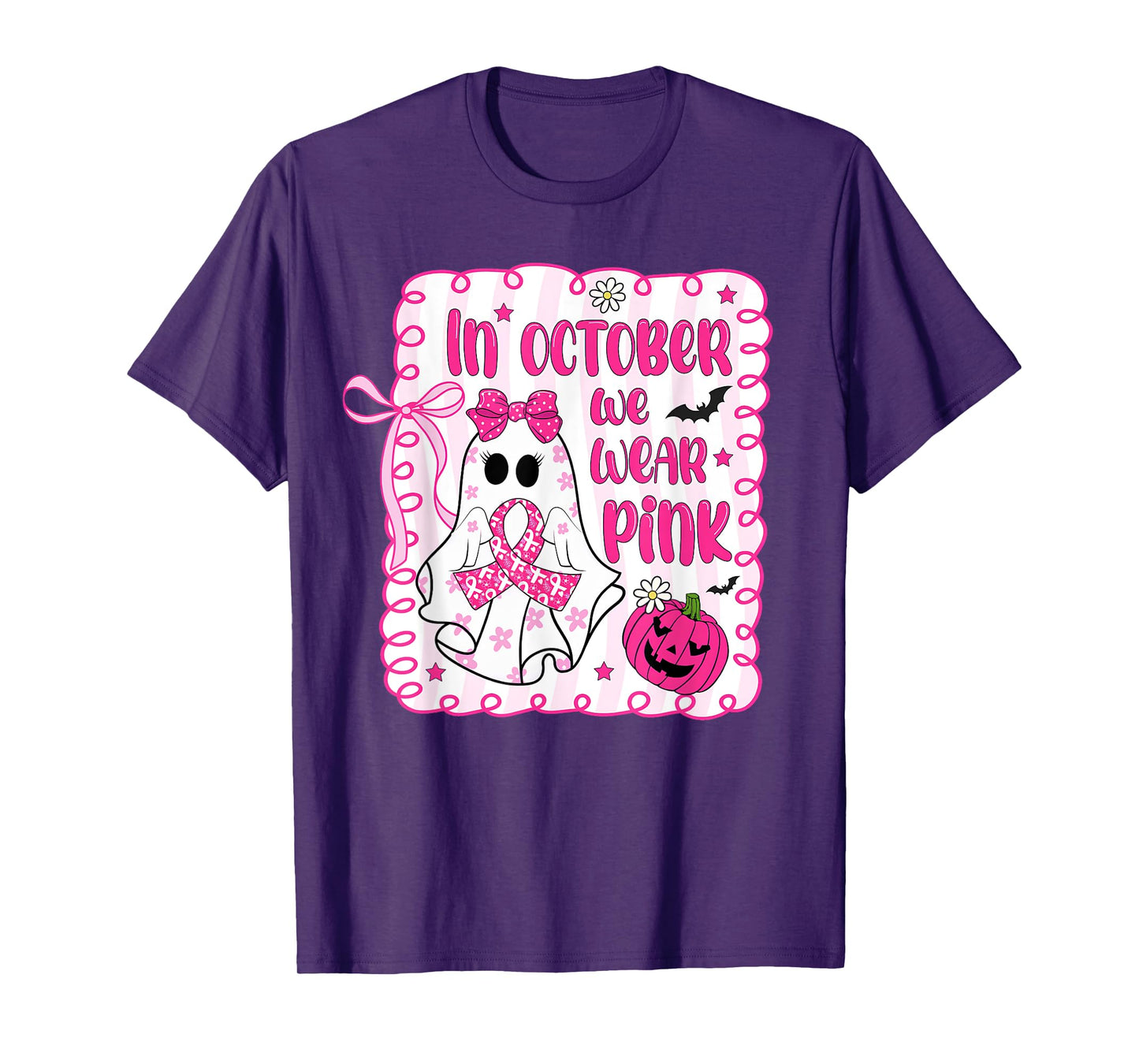 in October We Wear Pink Coquette Breast Cancer Awareness T-Shirt