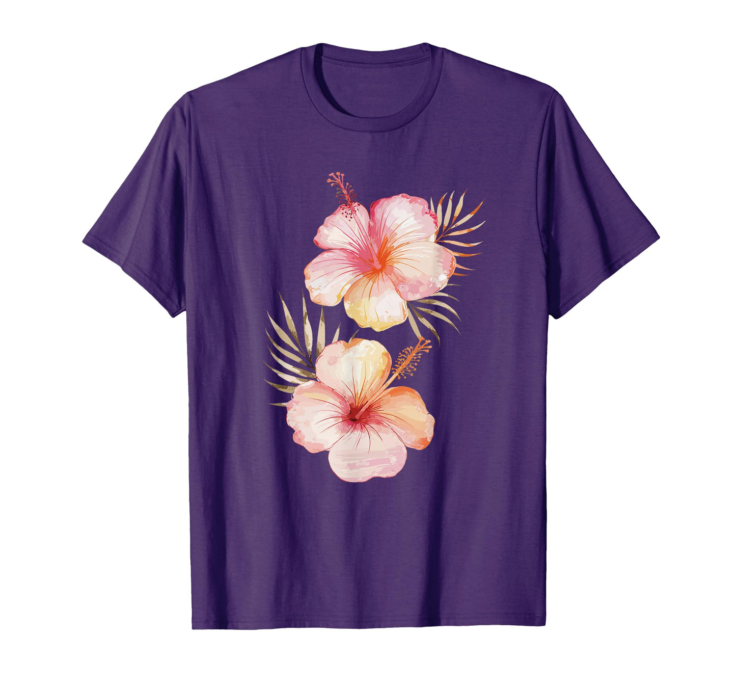 Watercolor Tropical Hibiscus Flowers Floral Summer Art T-Shirt