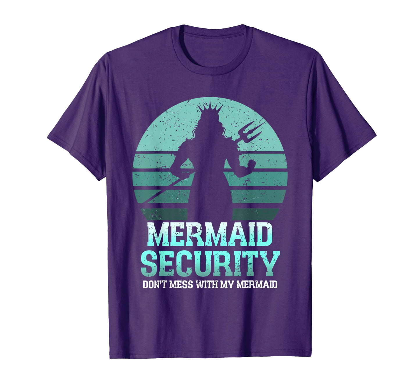 Mermaid Security Funny Vintage Birthday Party Dad Father Day T-Shirt