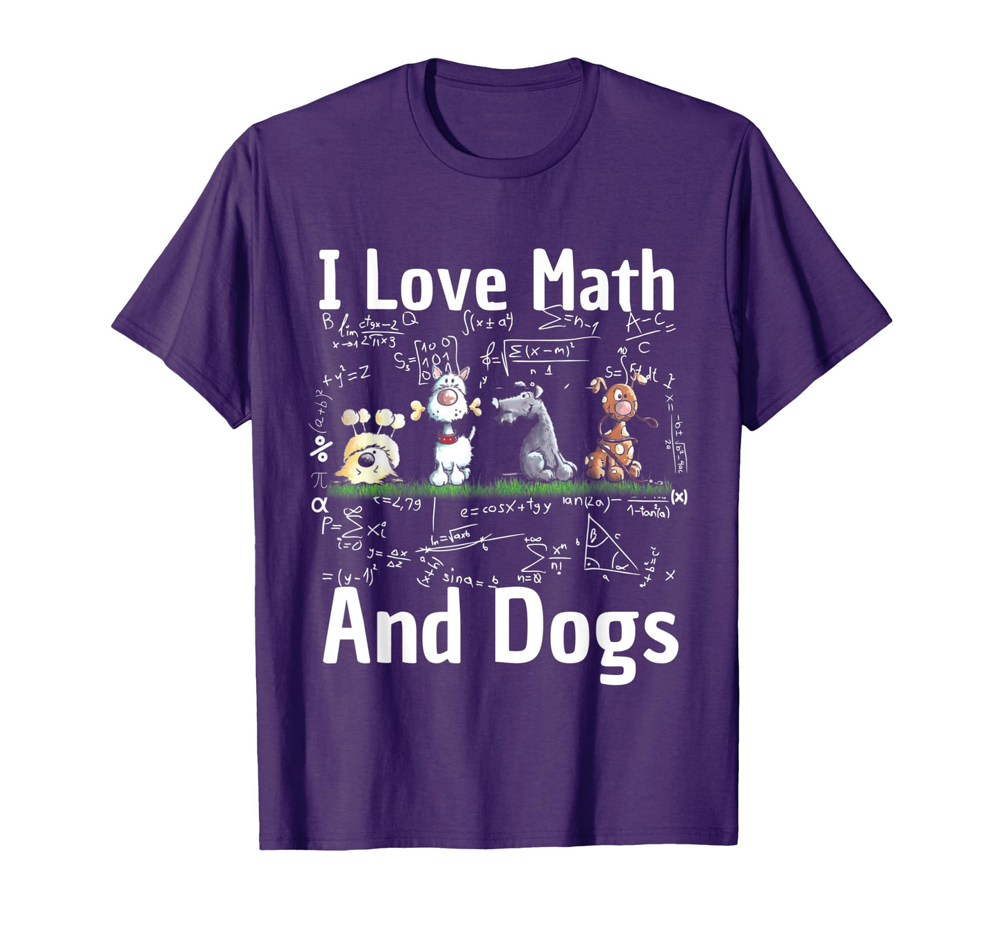 I love Maths and dogs Puppy Dog Lover Teacher Student Men Women Kids T-Shirt