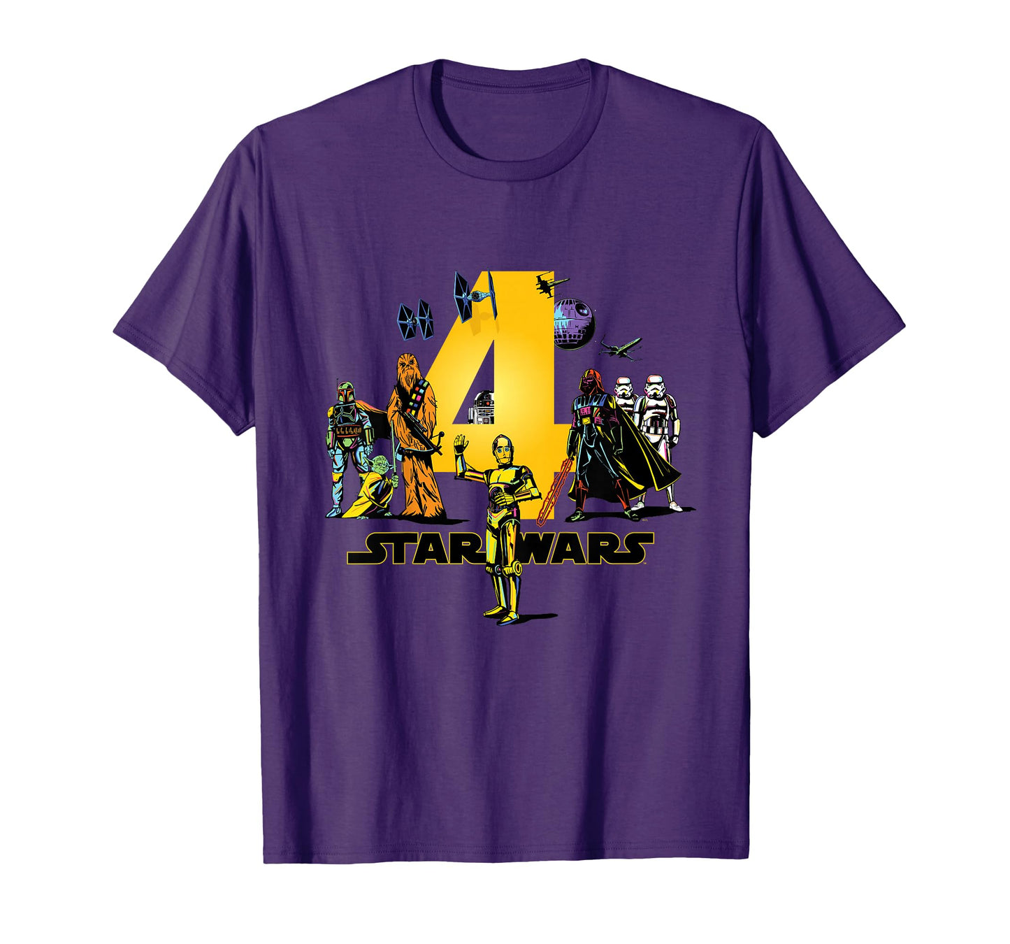 Star Wars Classic Characters Fourth Birthday 4 Years Old T-Shirt