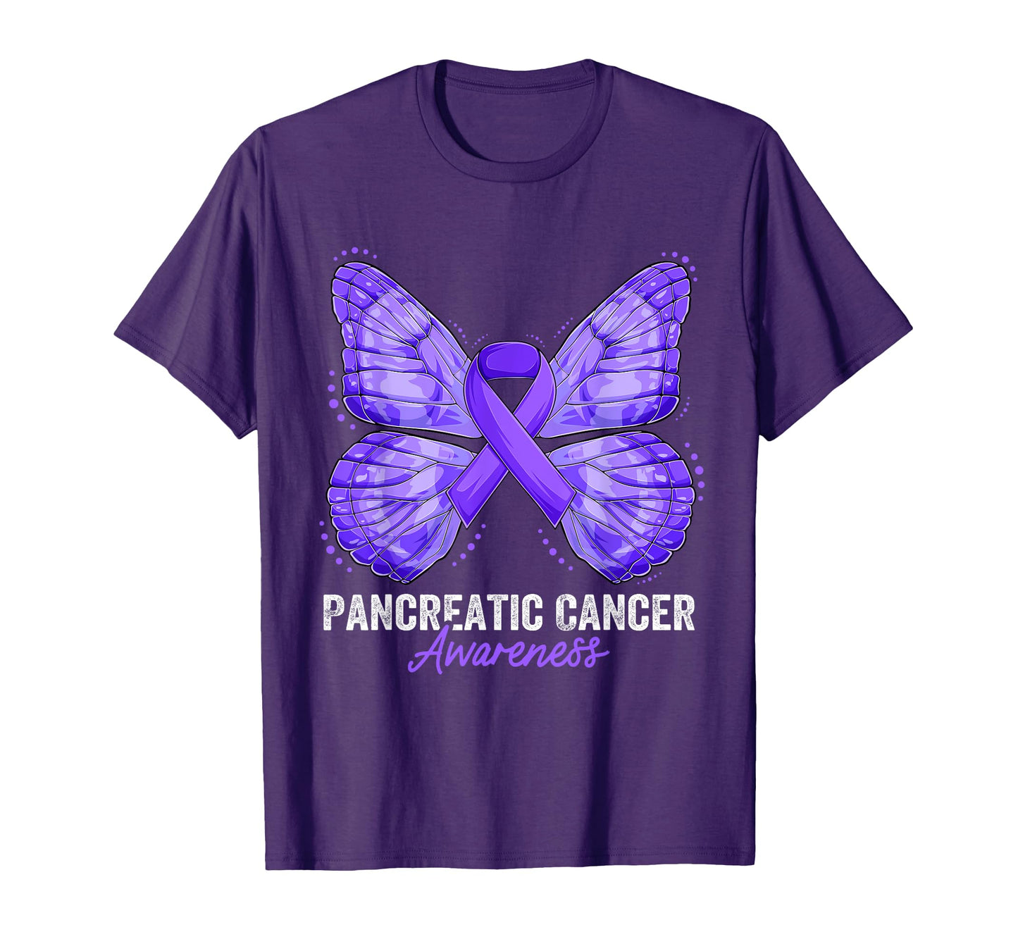 Pancreatic Cancer Awareness Month Butterfly Purple Ribbon T-Shirt