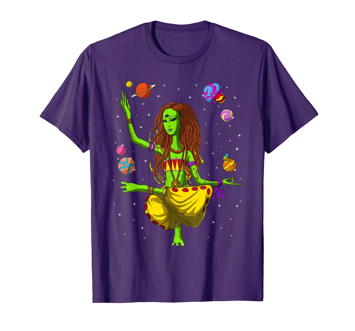 Hippie Alien Yoga Zen Meditation Psychedelic Spiritual Women T-Shirt