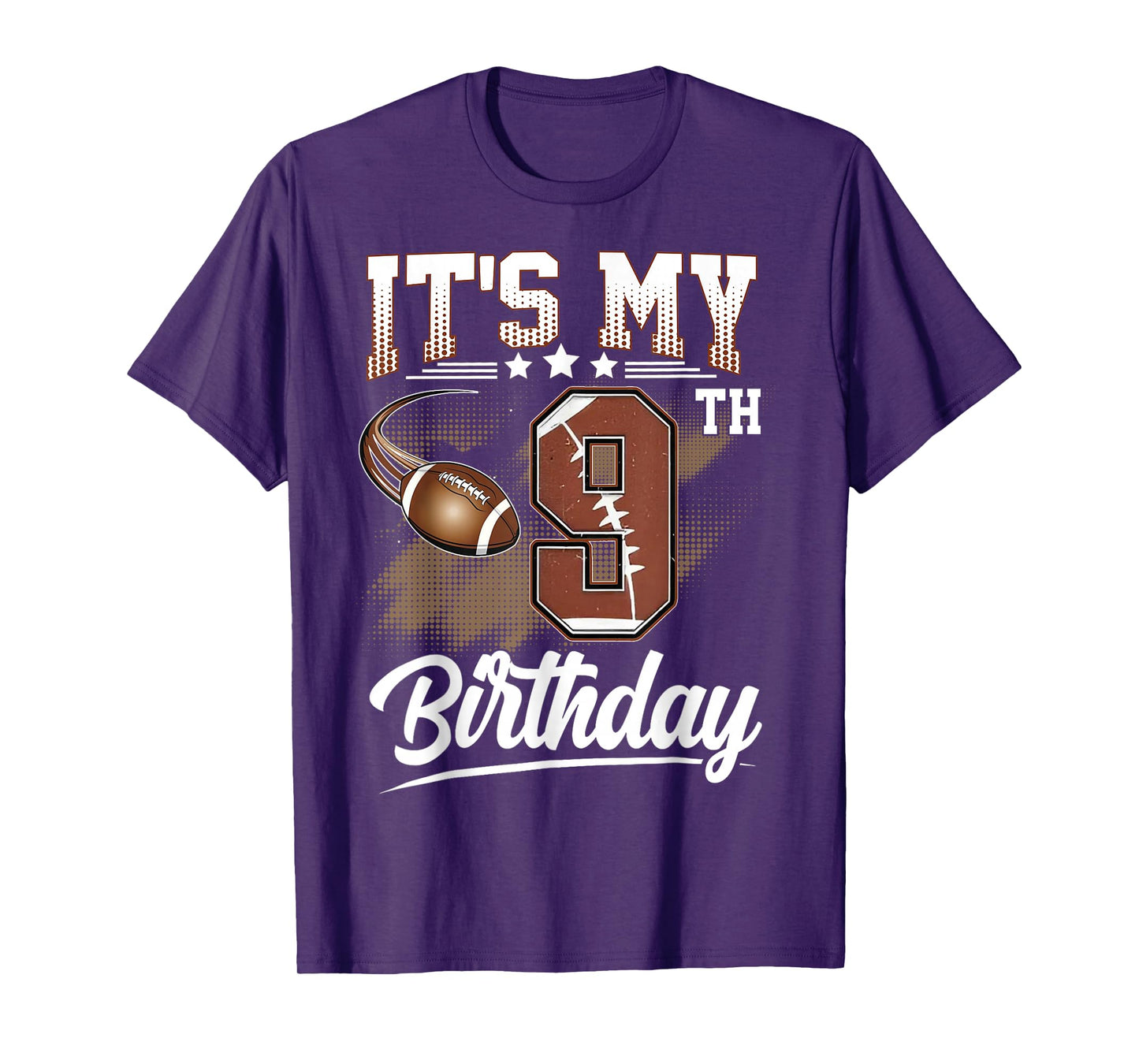 Kids 9 Year Old It's My 9th Birthday Football Themed Party T-Shirt