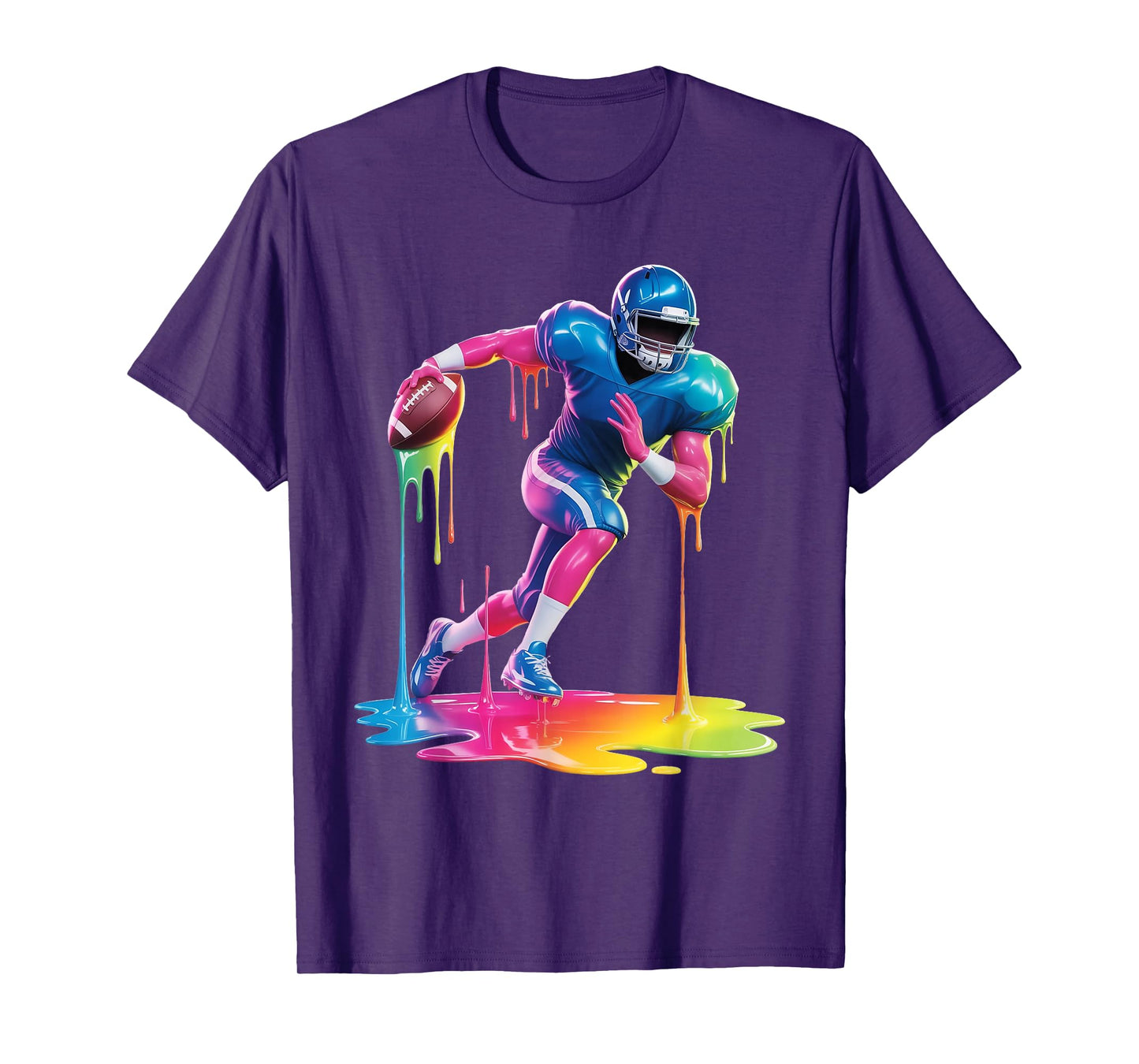 Tie Dye Football Drip Boys Youth Kid Dripping Football T-Shirt
