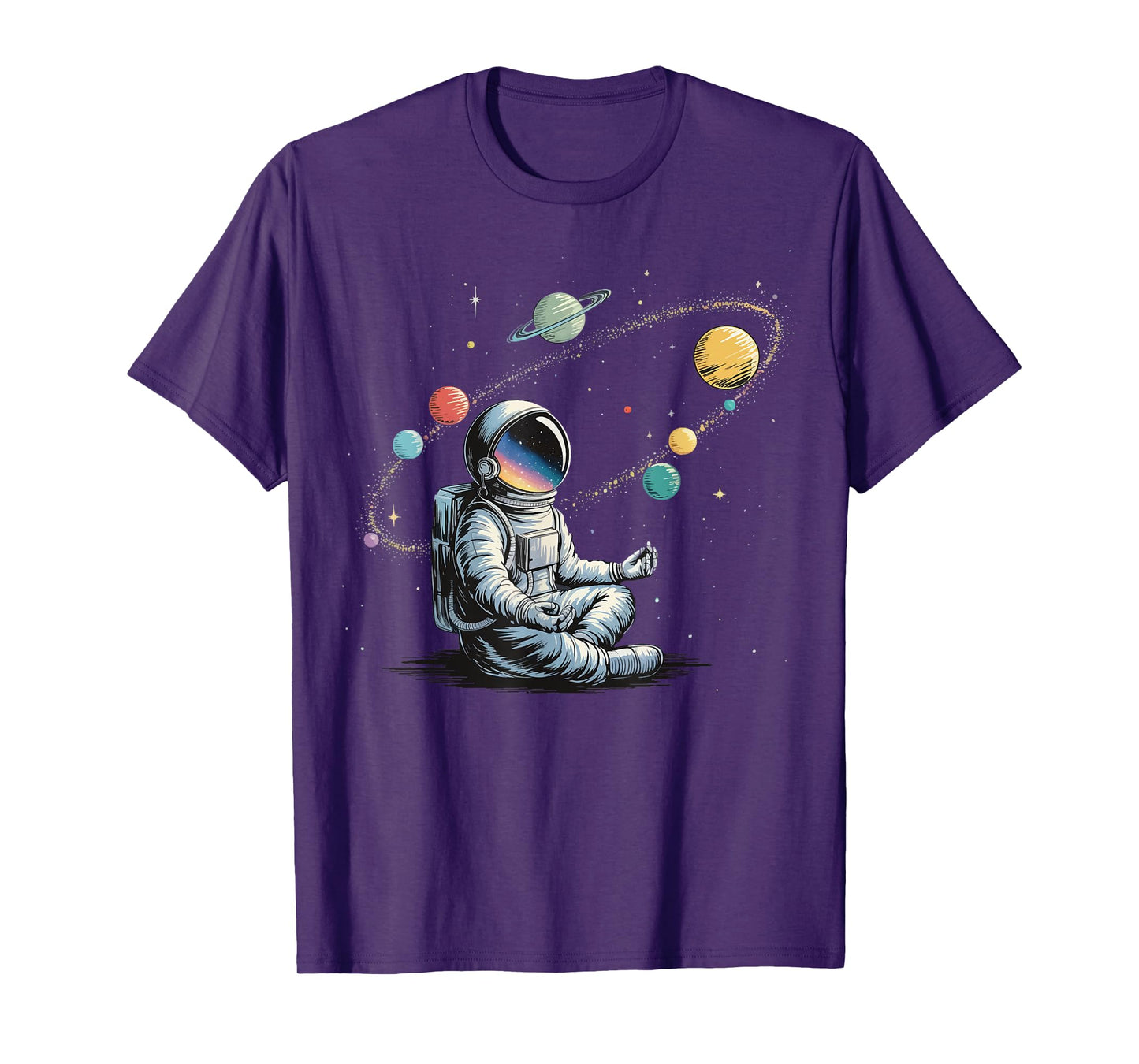 Astronaut Meditating Galaxy Yoga T-Shirt