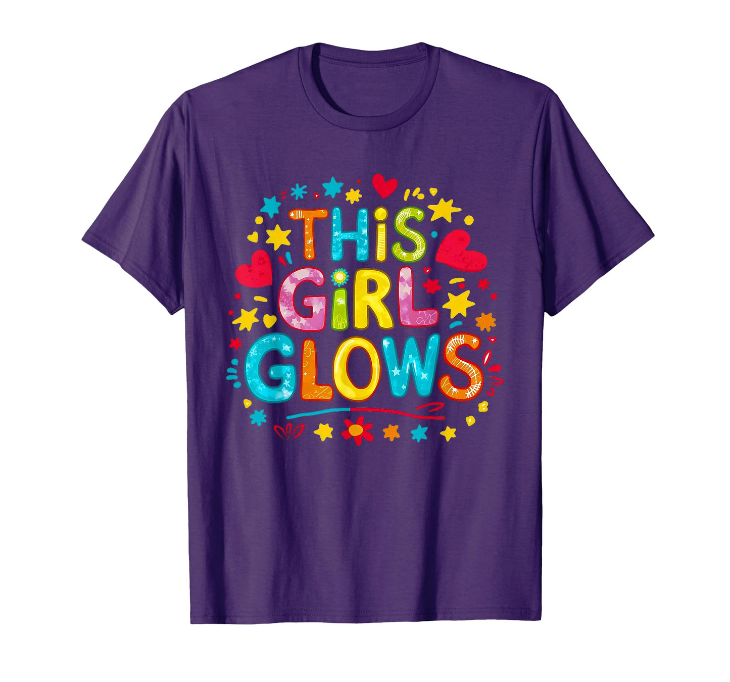 This Girl Glows for Women & Girls Tie Dye 80s Themed Disco T-Shirt