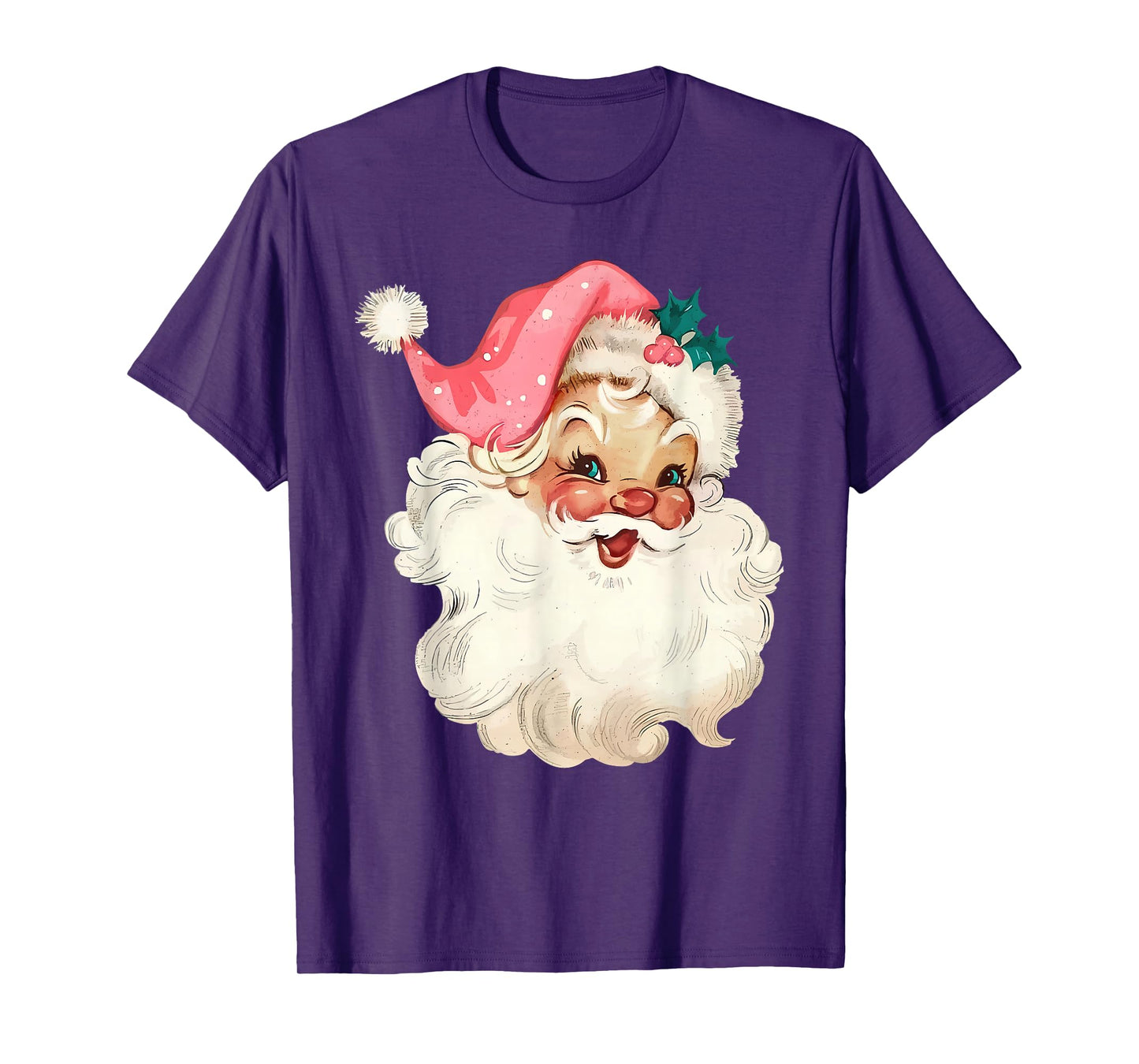 Santa Claus Pink Christmas Face Old Xmas Vintage Pink Santa T-Shirt