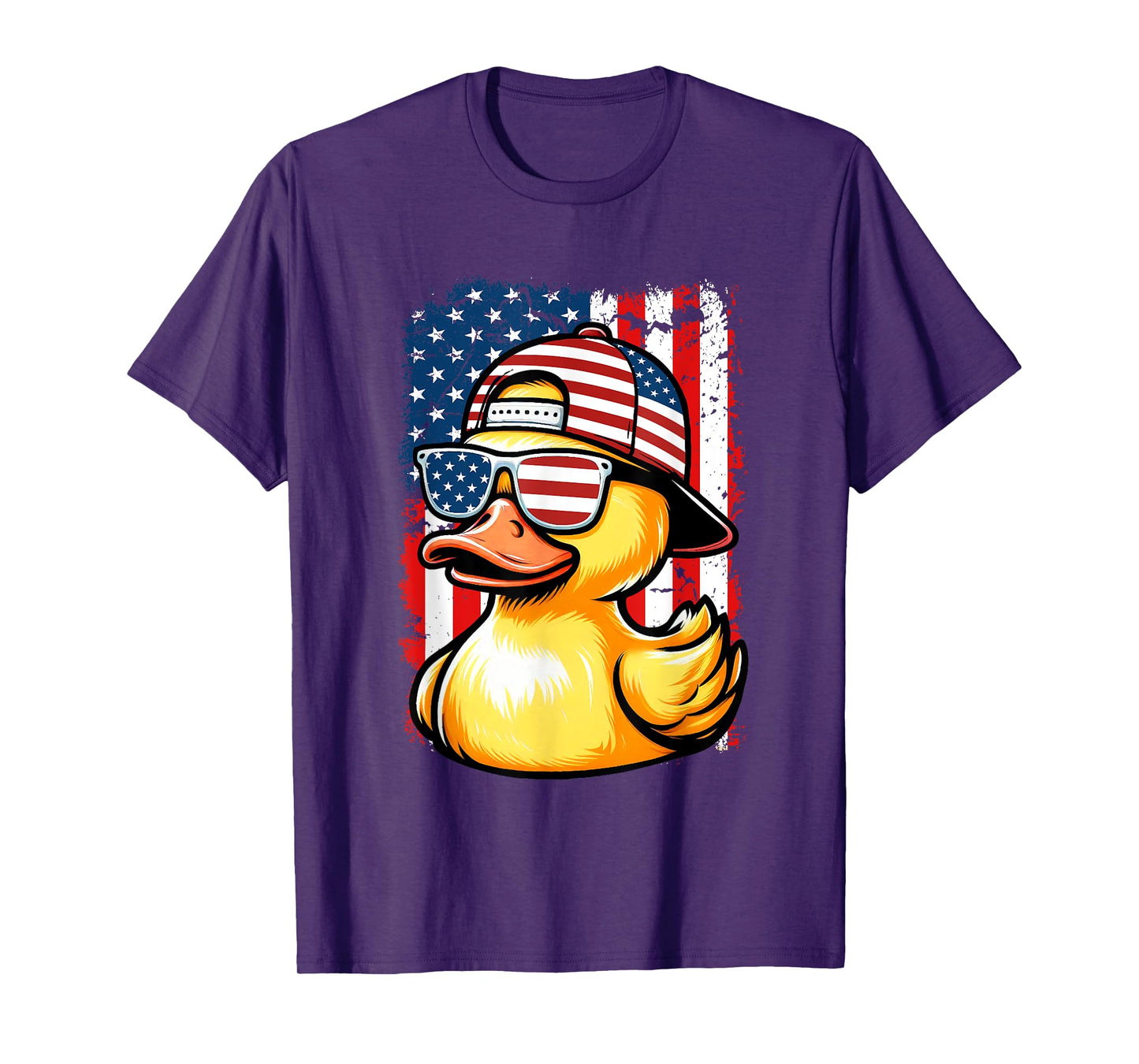 Rubber Duck American Flag 4th Of July Funny Sunglasses Duck Women Kids Men T-Shirt