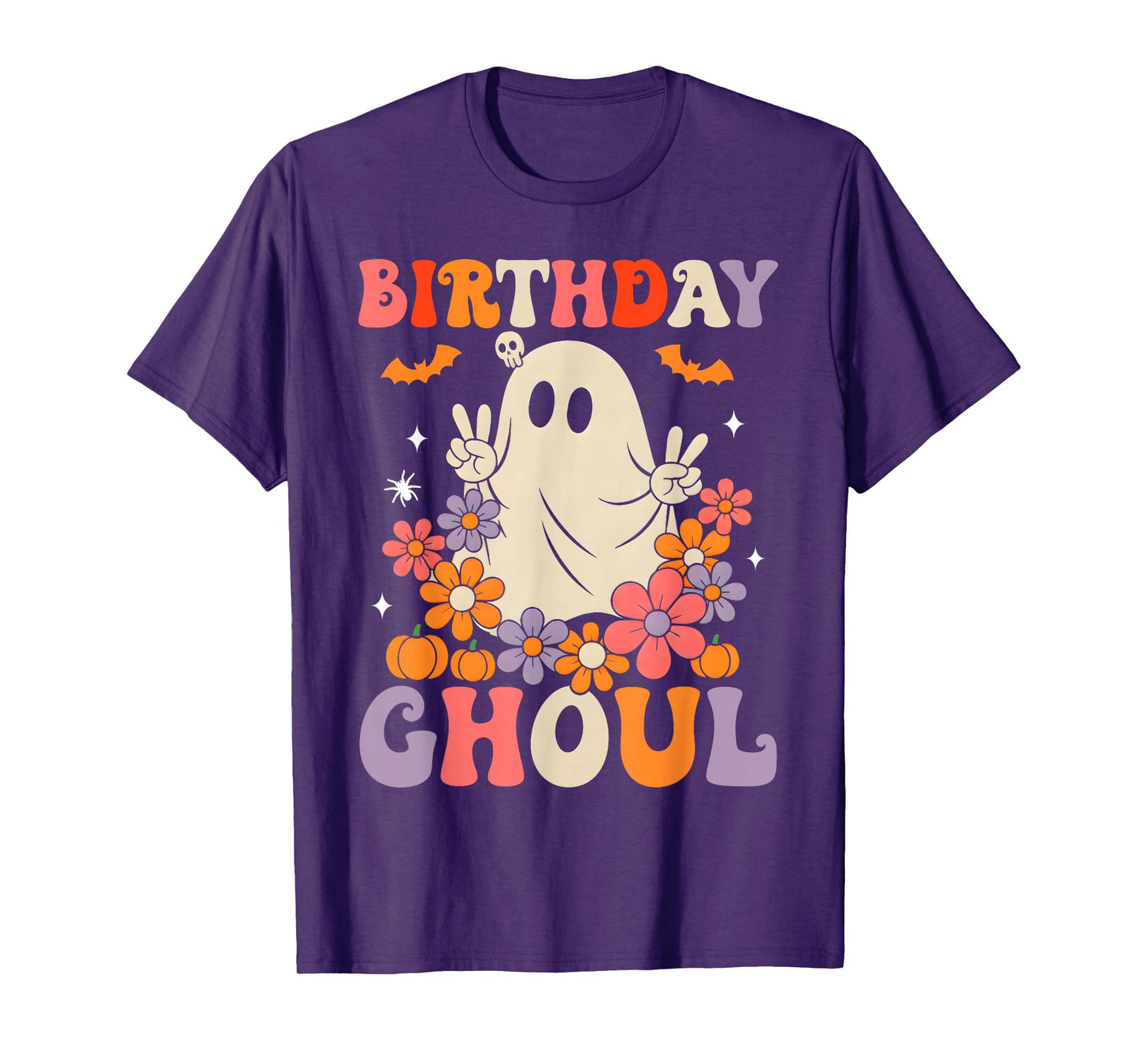 Birthday Ghoul Floral Ghost Halloween Women Girls Teens T-Shirt
