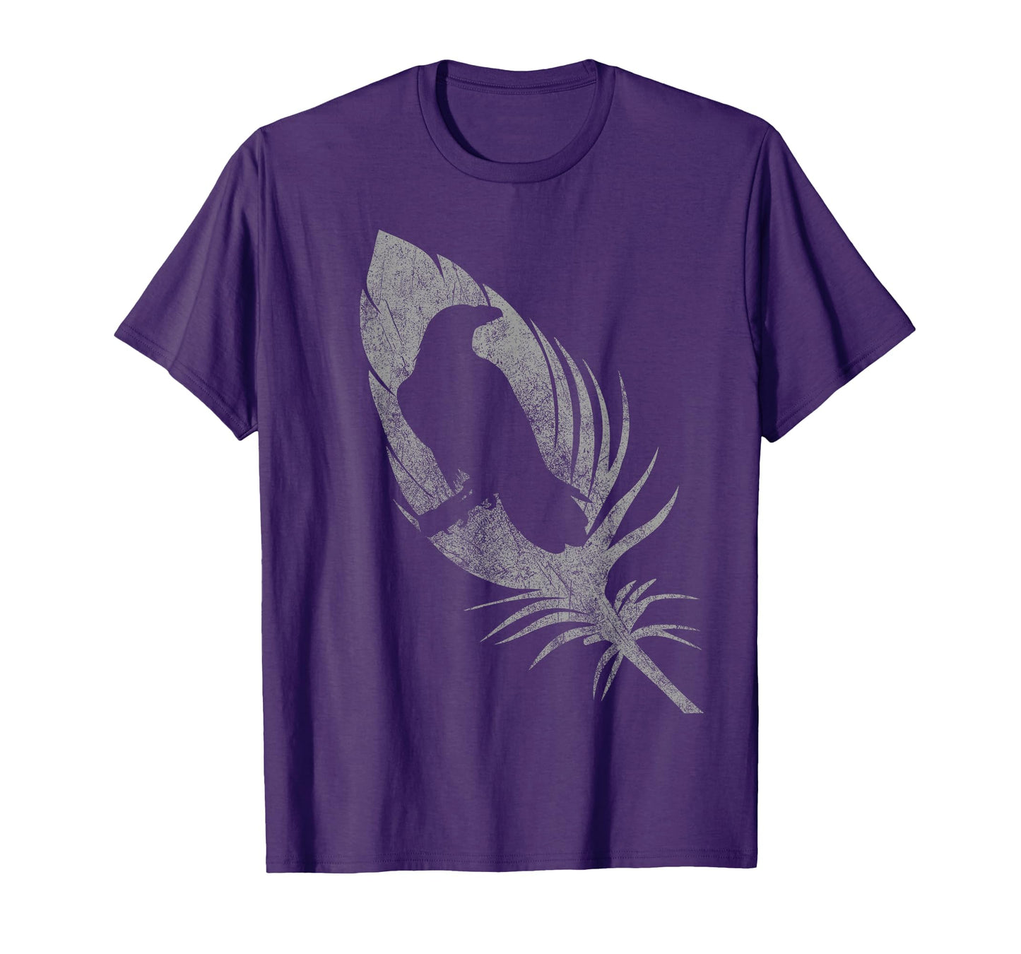 Raven silhouette beautiful crow feather distressed gothic T-Shirt