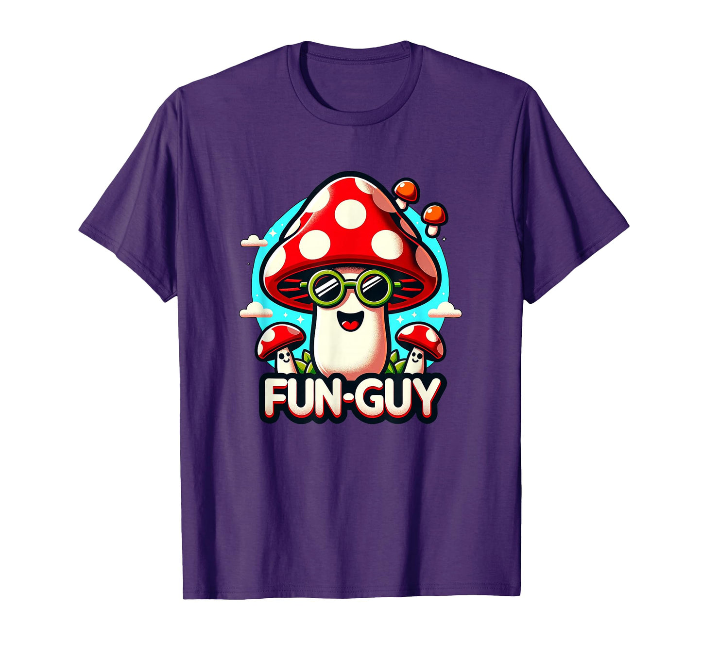 Kids & Toddler Fun Pun 'FUN-GUY' Funny Cute Mushroom Themed T-Shirt