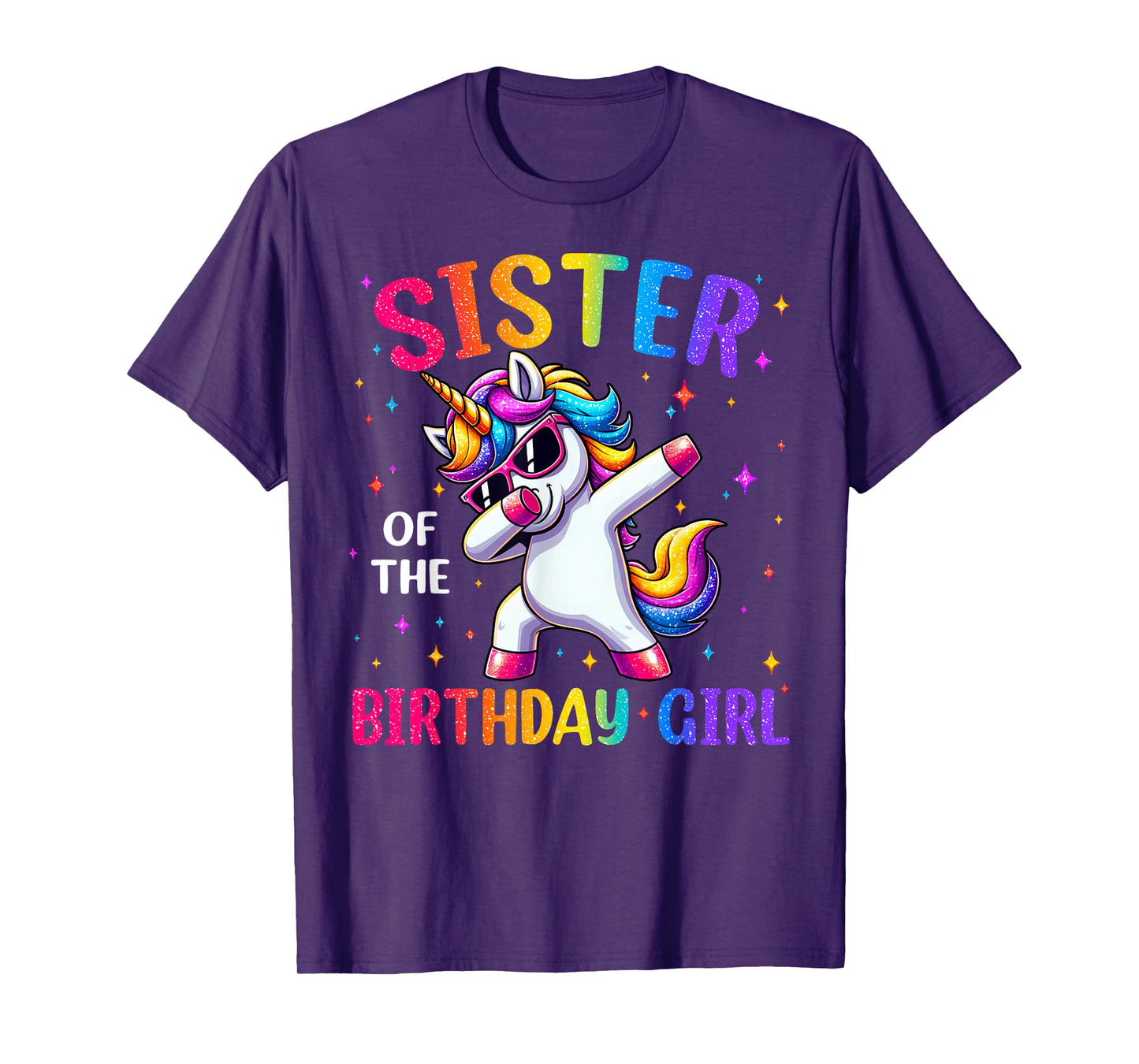 Sister Of The Birthday Girl Family Matching Dabbing Unicorn T-Shirt