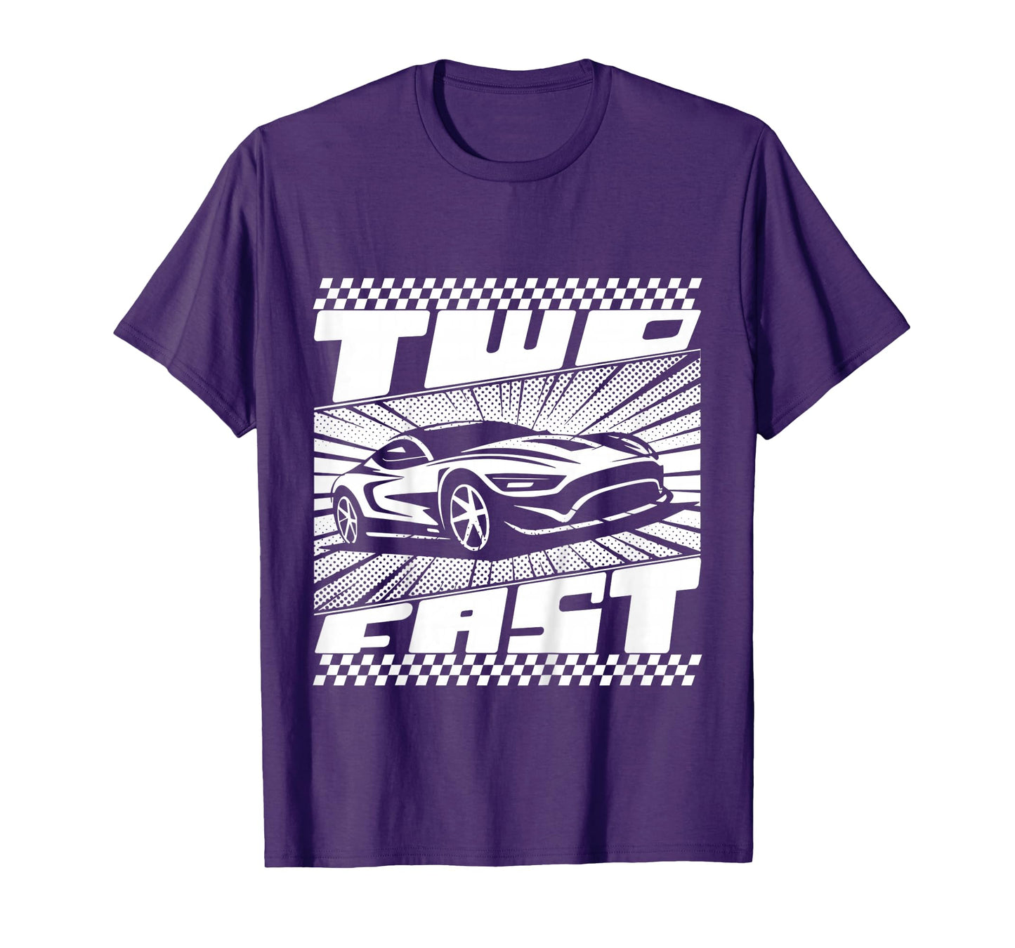 Kids Two 2 Year Old 2nd Birthday Two Fast Racecar Boys Girls T-Shirt