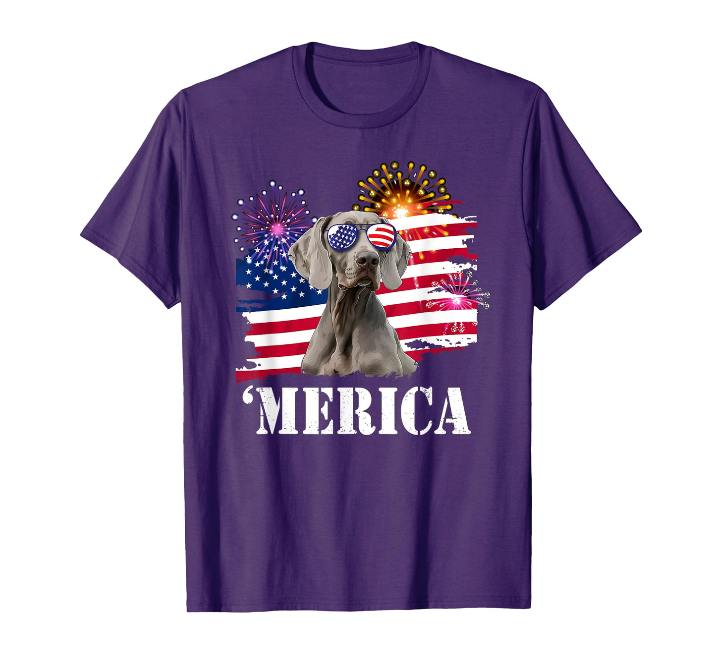 USA Flag 4th of July Merican Weimaraner Lover T-Shirt for Women Kids Men