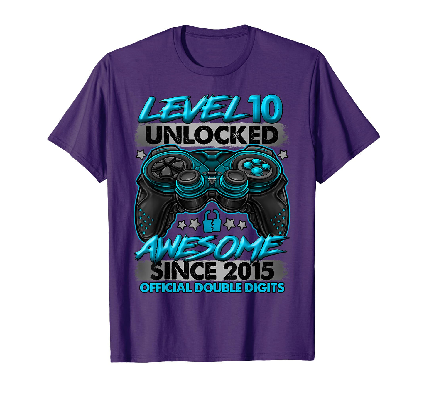 Official Double Digits Level 10 Unlocked 10th Birthday Boy T-Shirt