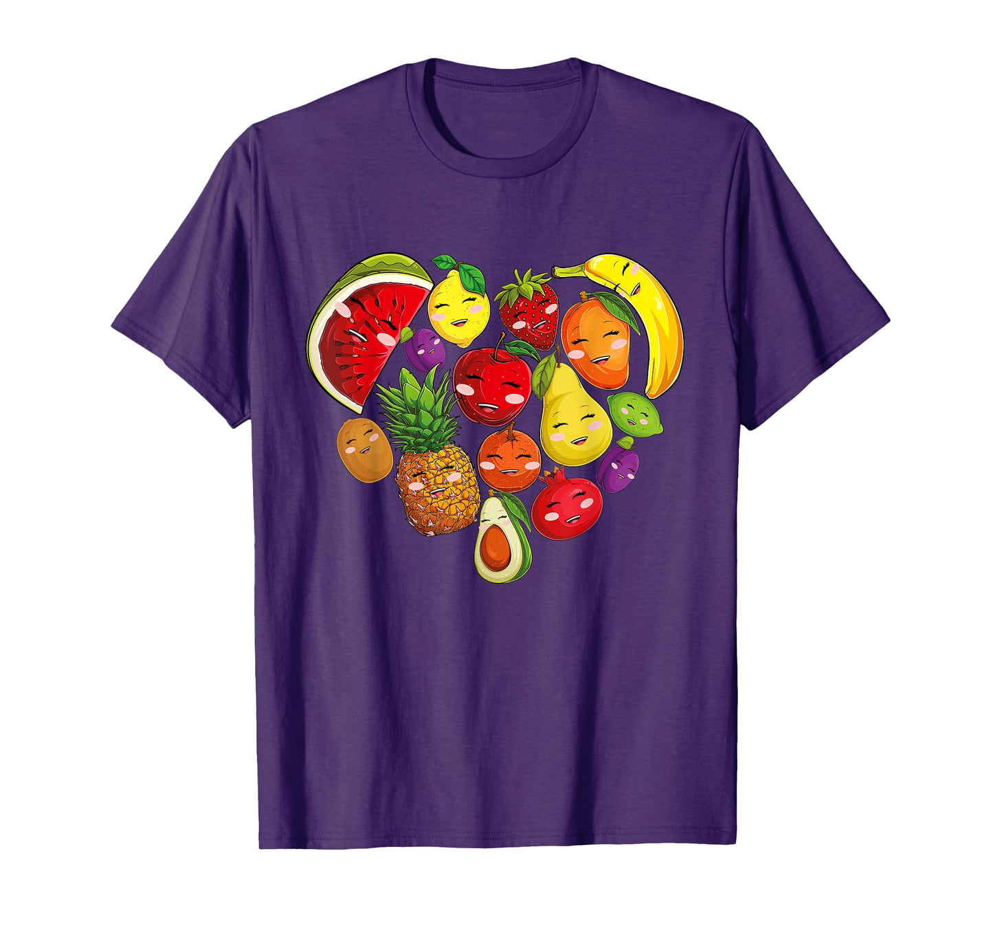 Funny Fruits Collage Cute heart Fruit and Vegetables T-Shirt