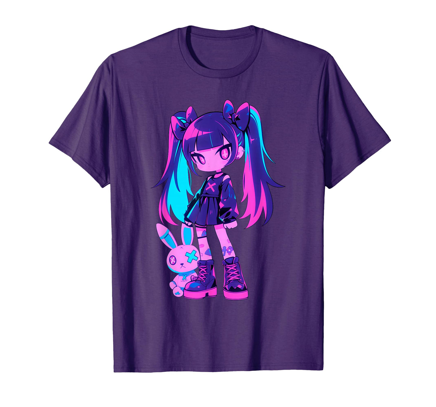 Cute E-Girl Anime Girl Grunge Goth Bunny Gothic Outfit T-Shirt