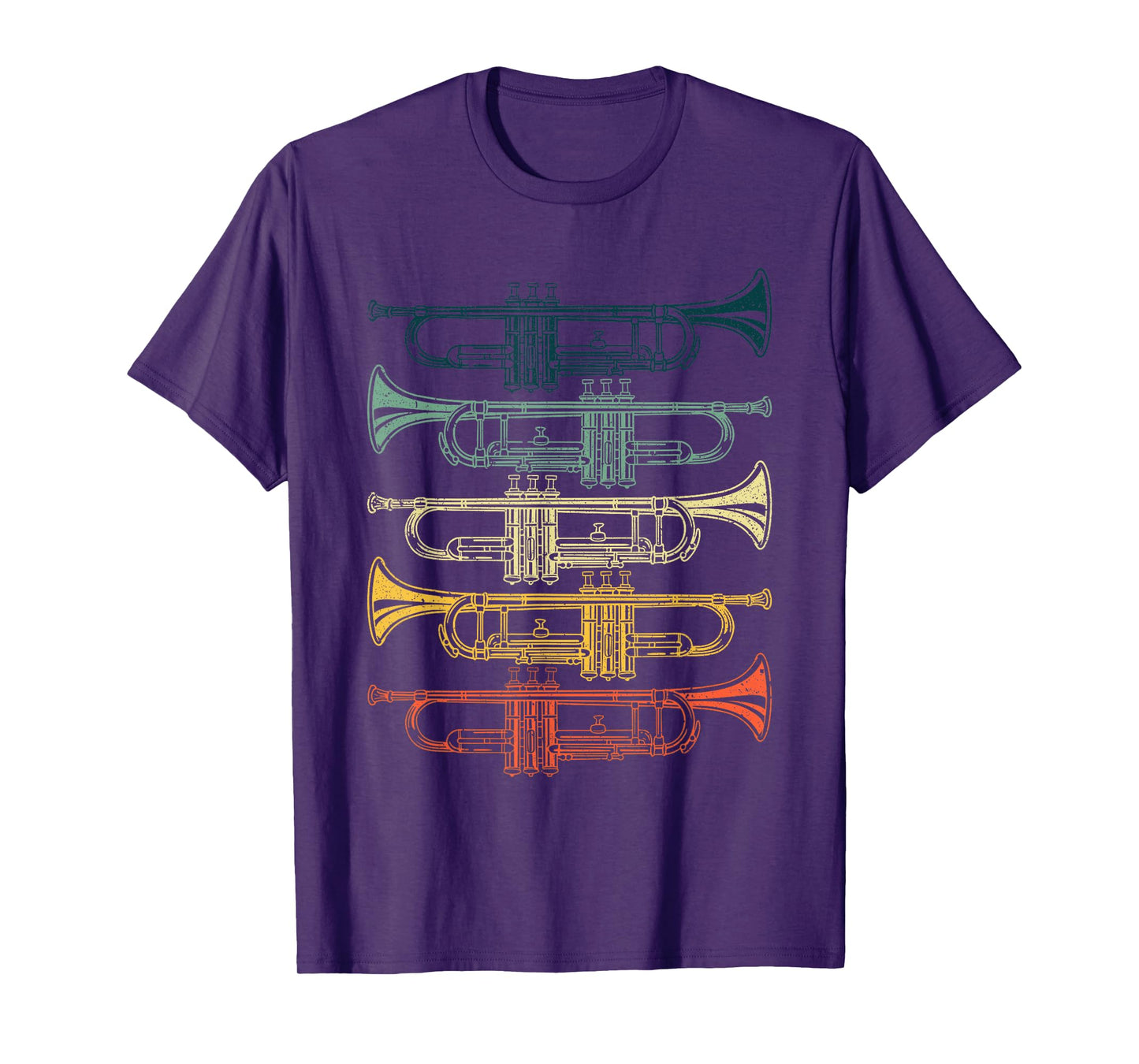 Trumpet Gift Trumpet Player Accessories & Stuff Unisex-Adults & Kids Black Cotton T-Shirt Small Retro Jazz Music T-Shirt