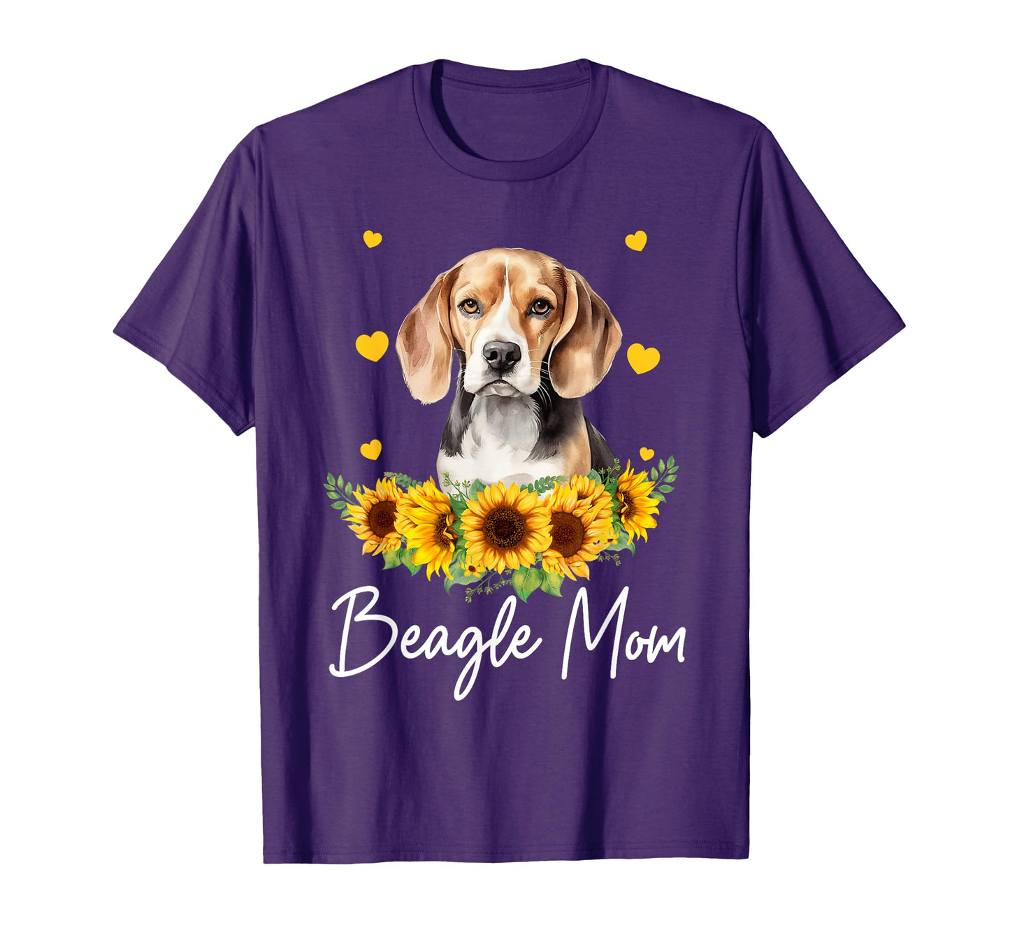 Womens Sunflower Beagle Mom Dog Lover T-Shirt