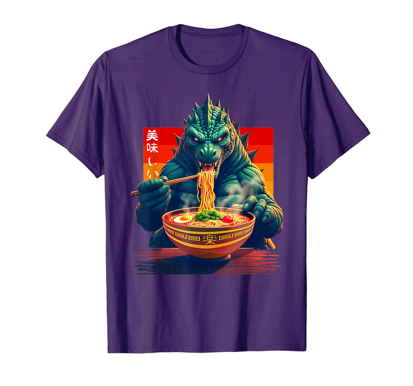 Funny Kaiju Eating Ramen Japanese Monster Lover Birthday T-Shirt