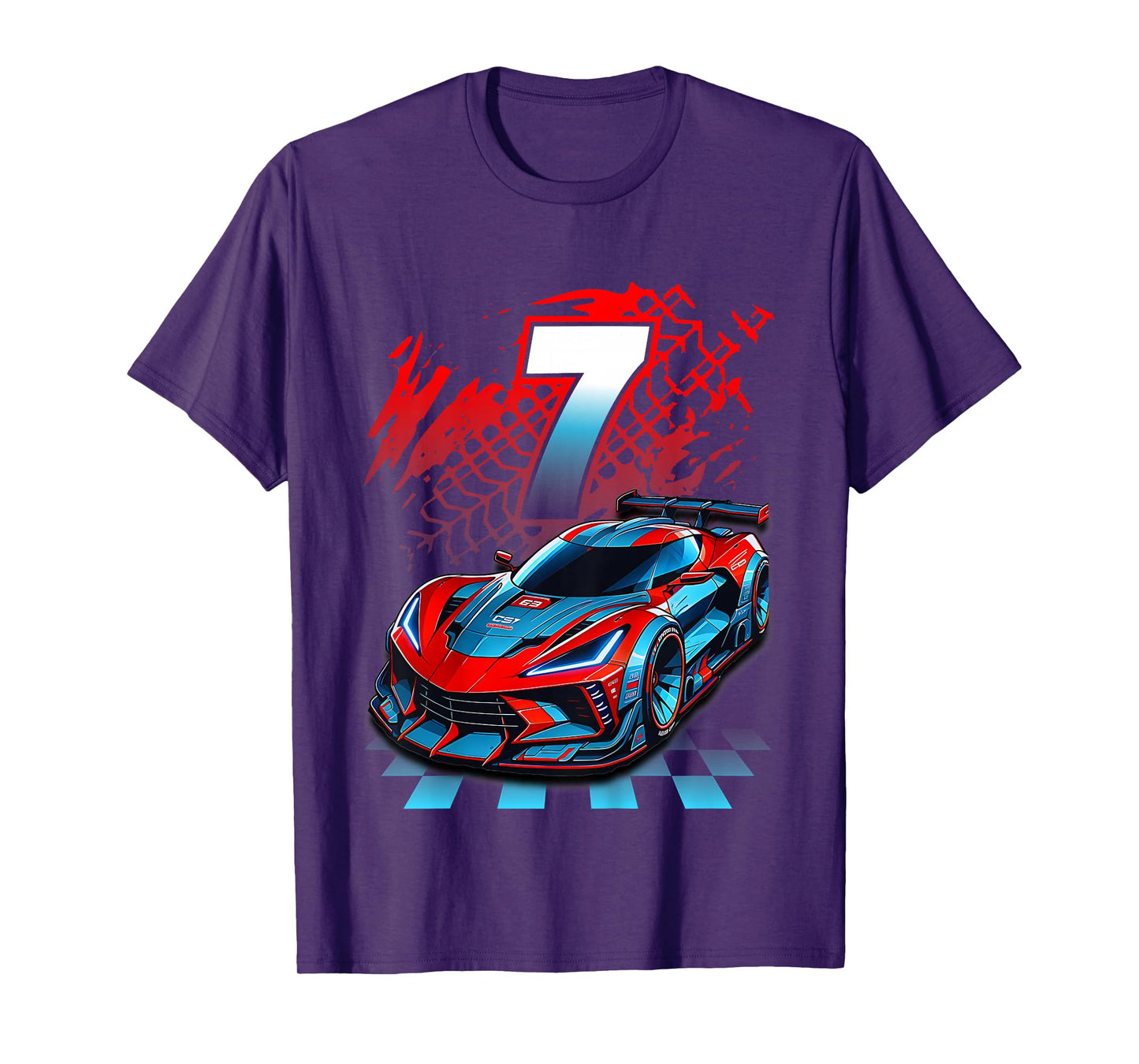 Kids 7 Year Old Race Car 7th Birthday Party Racing Racecar T-Shirt