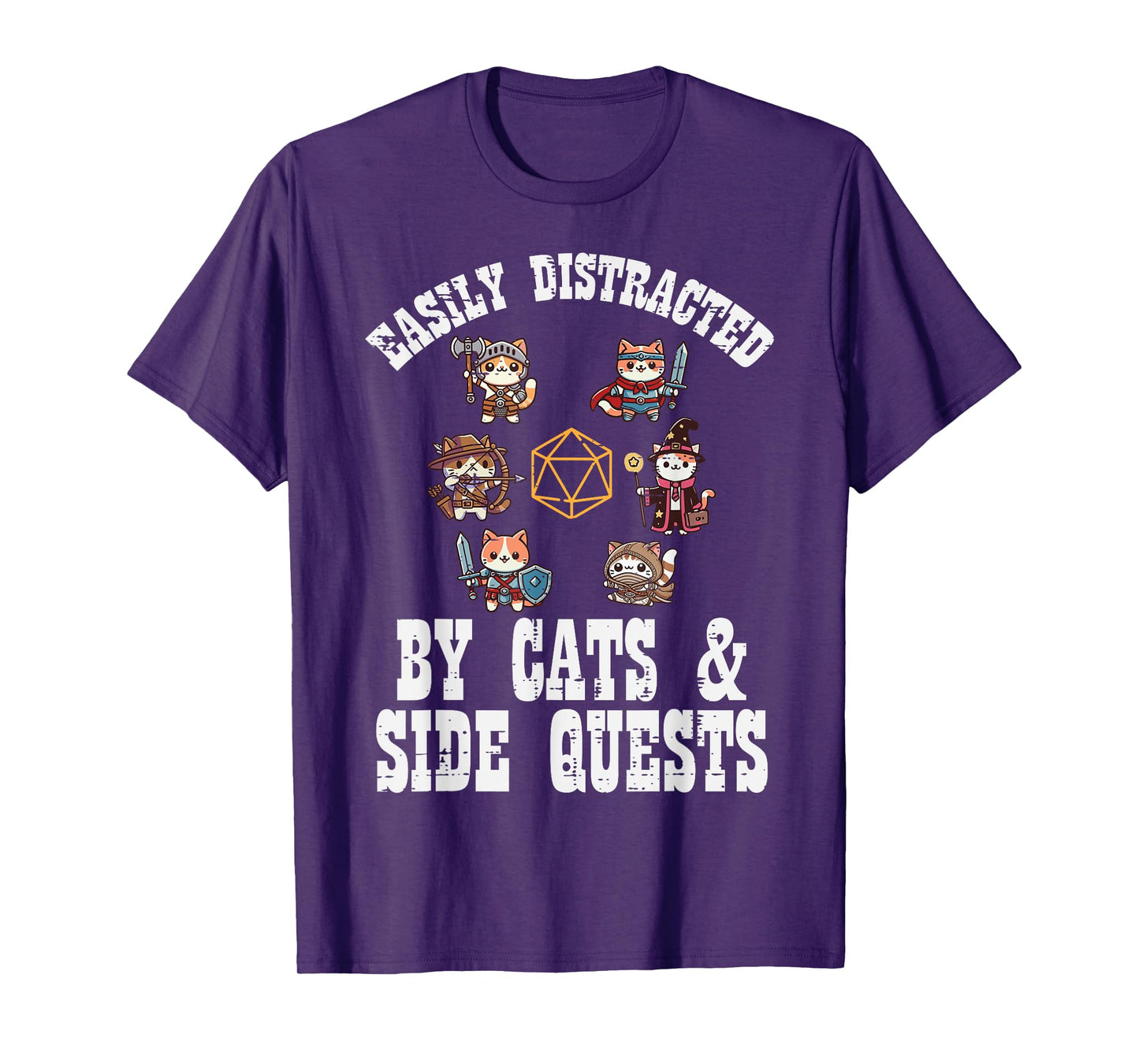 Gaming Easily Distracted By Cats Side Quests Boys Kids Men T-Shirt
