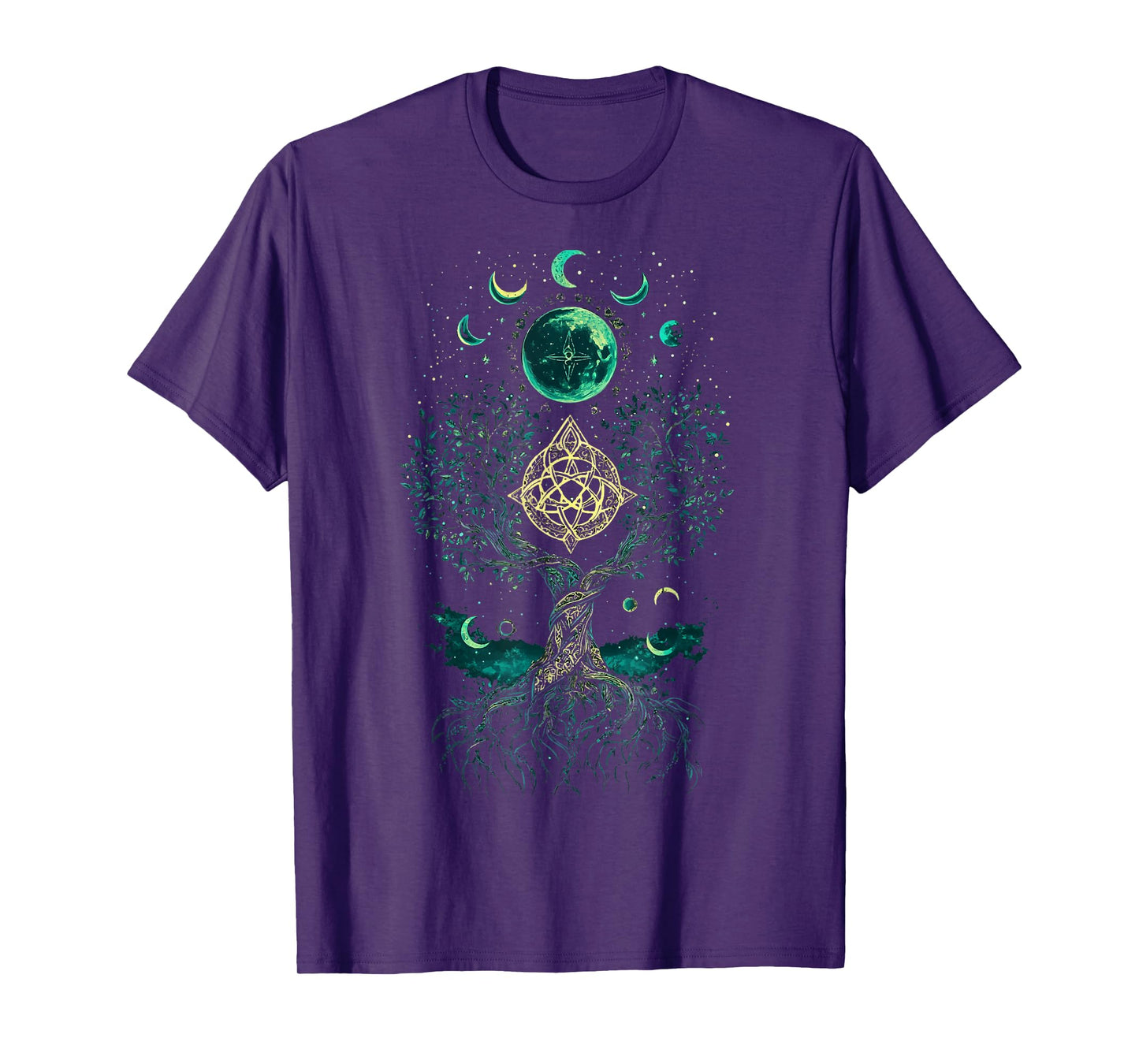 Tree Moon Phases Yggdrasil Viking Pagan Wicca T-Shirt