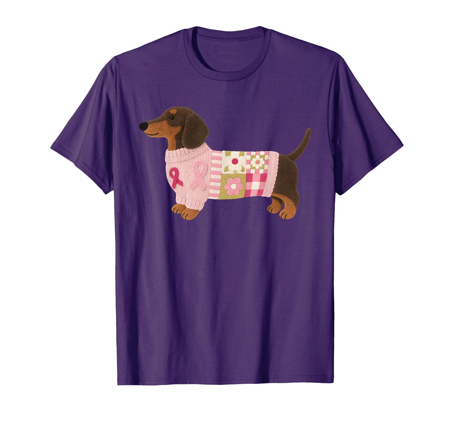 Dachshund Pink Ribbon Breast Cancer Awareness T-Shirt
