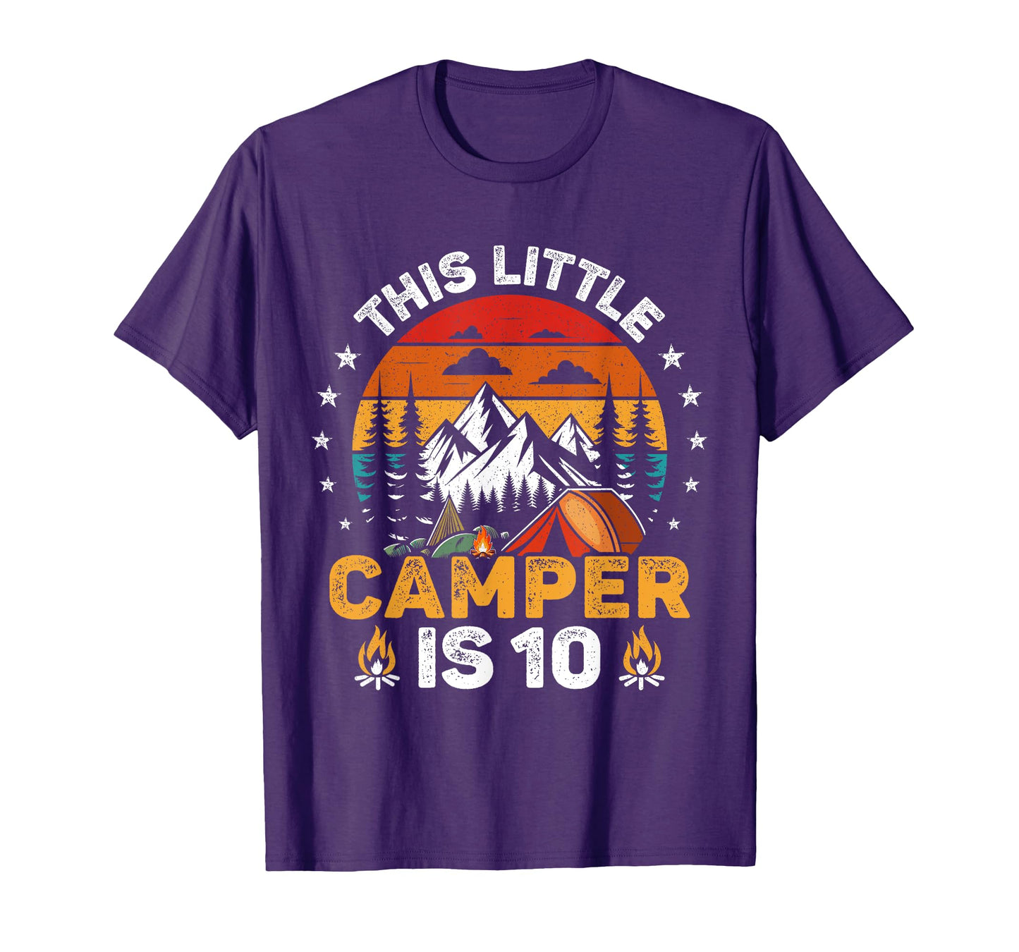 This Little Camper is 10 Year Old 10th Birthday Camping Bday T-Shirt