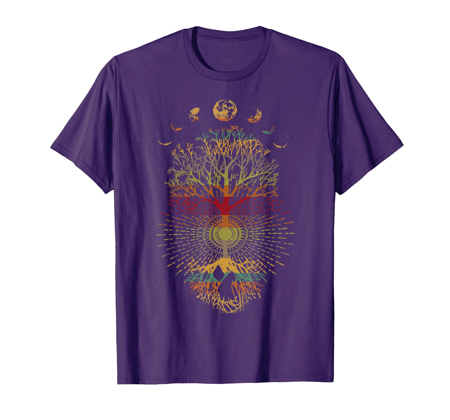Phases of the Moon Retro 60's 70's Vibe Tree of Life T-Shirt