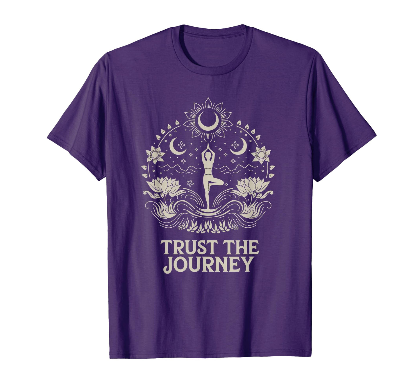 Trust The Journey Yoga Spiritual Boho Lotus Moon T-Shirt