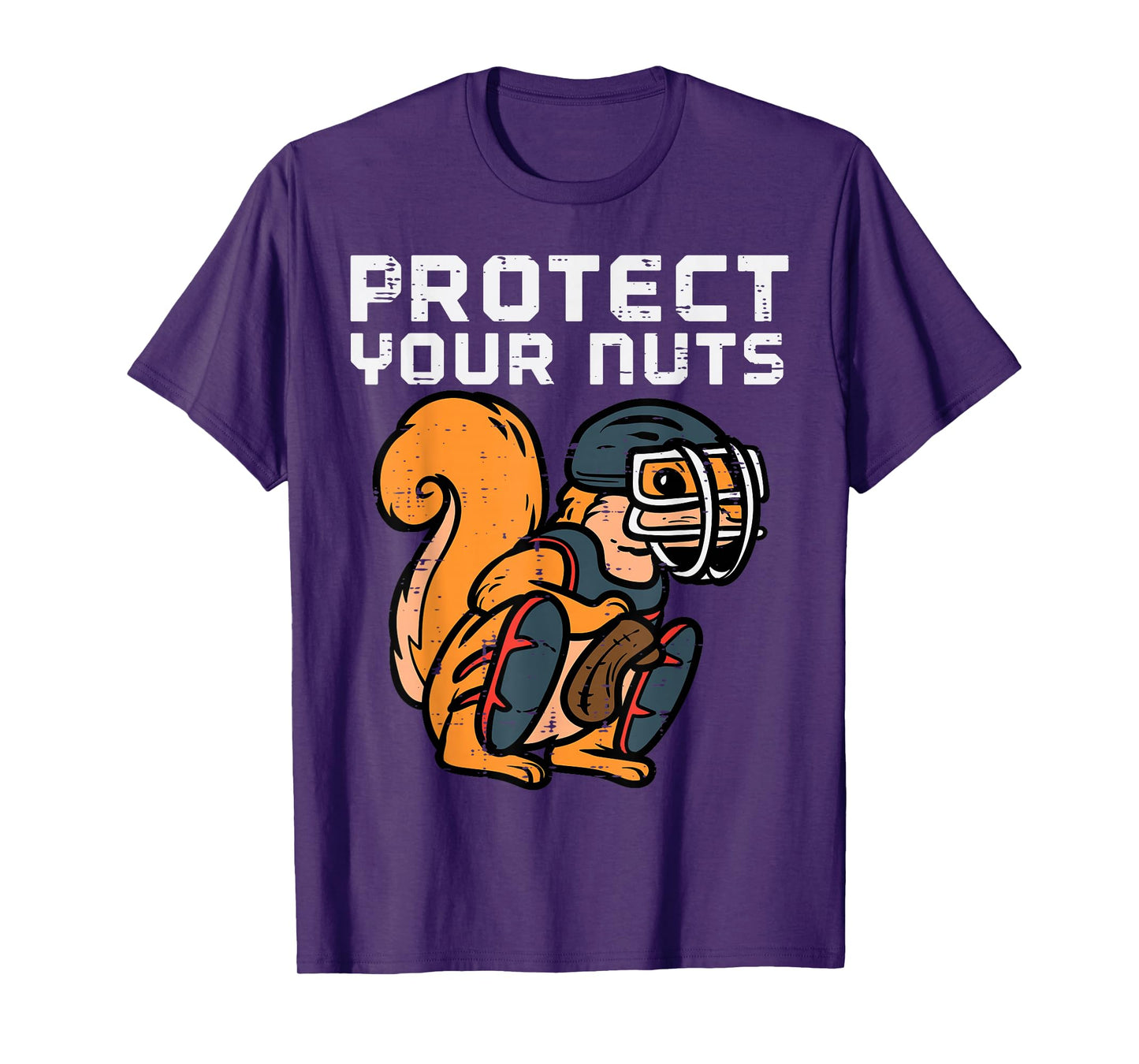 Squirrel Baseball Catcher Protect Your Nuts Boys Kids Men T-Shirt