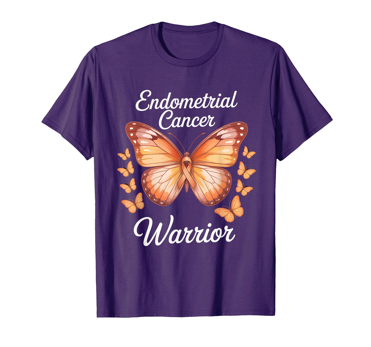 Warrior Endometrial Cancer Awareness Uterine Cancer Ribbon T-Shirt