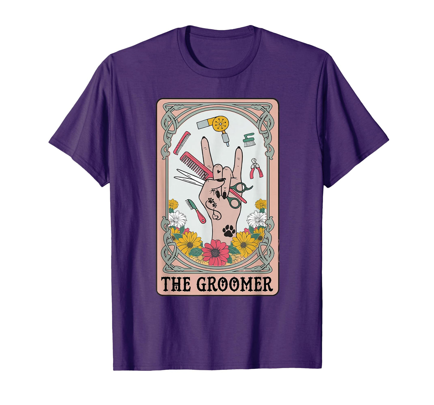 Funny Tarot Card Pet Grooming Dog Groomer Girl Women T-Shirt