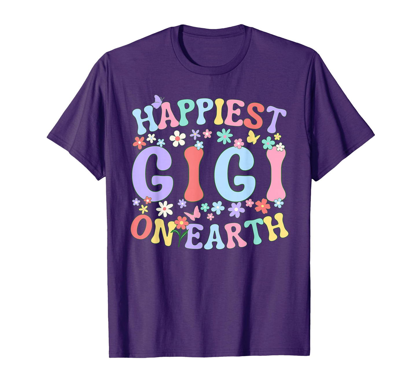 Happiest Gigi On Earth Family Trip Squad Groovy Grandma T-Shirt