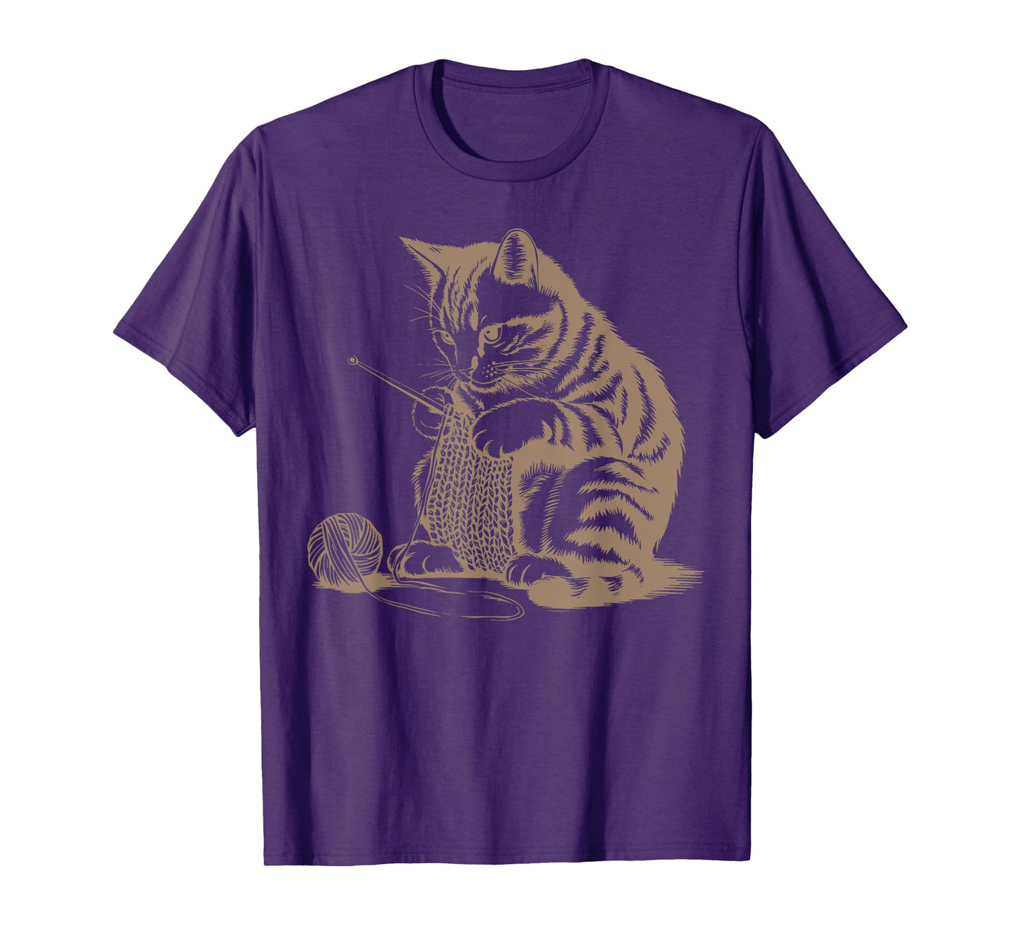 Vintage Cute Cat Crochet Knitting Yarn Knitter Crocheting Men Women Kids T-Shirt