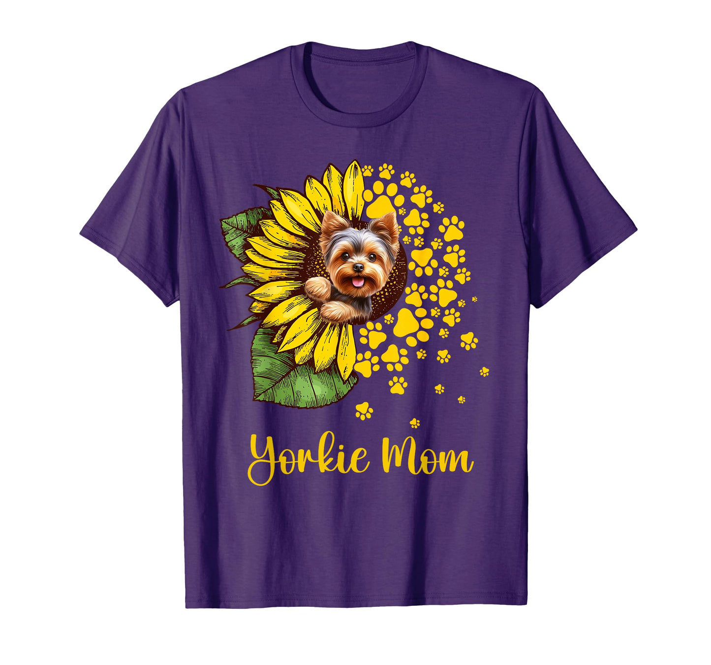 Womens Sunflower Yorkie Mom Dog Lover T-Shirt