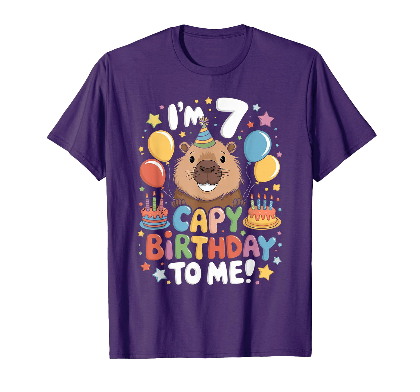 I'm 7 Year Old Capy Birthday To Me 7th Birthday Capybara T-Shirt