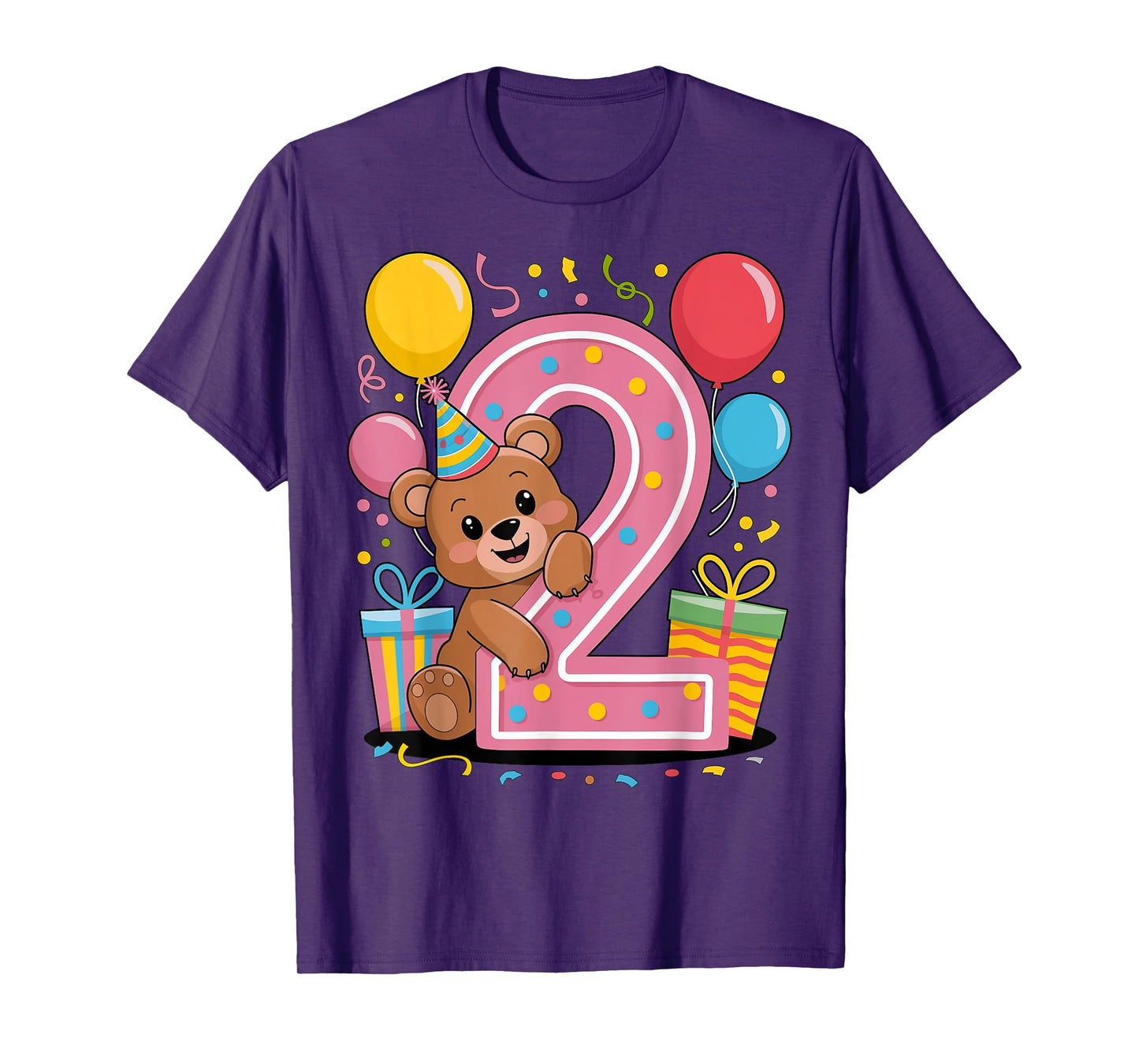 Bear 2nd birthday for boy girl 2 years old second two Bear T-Shirt
